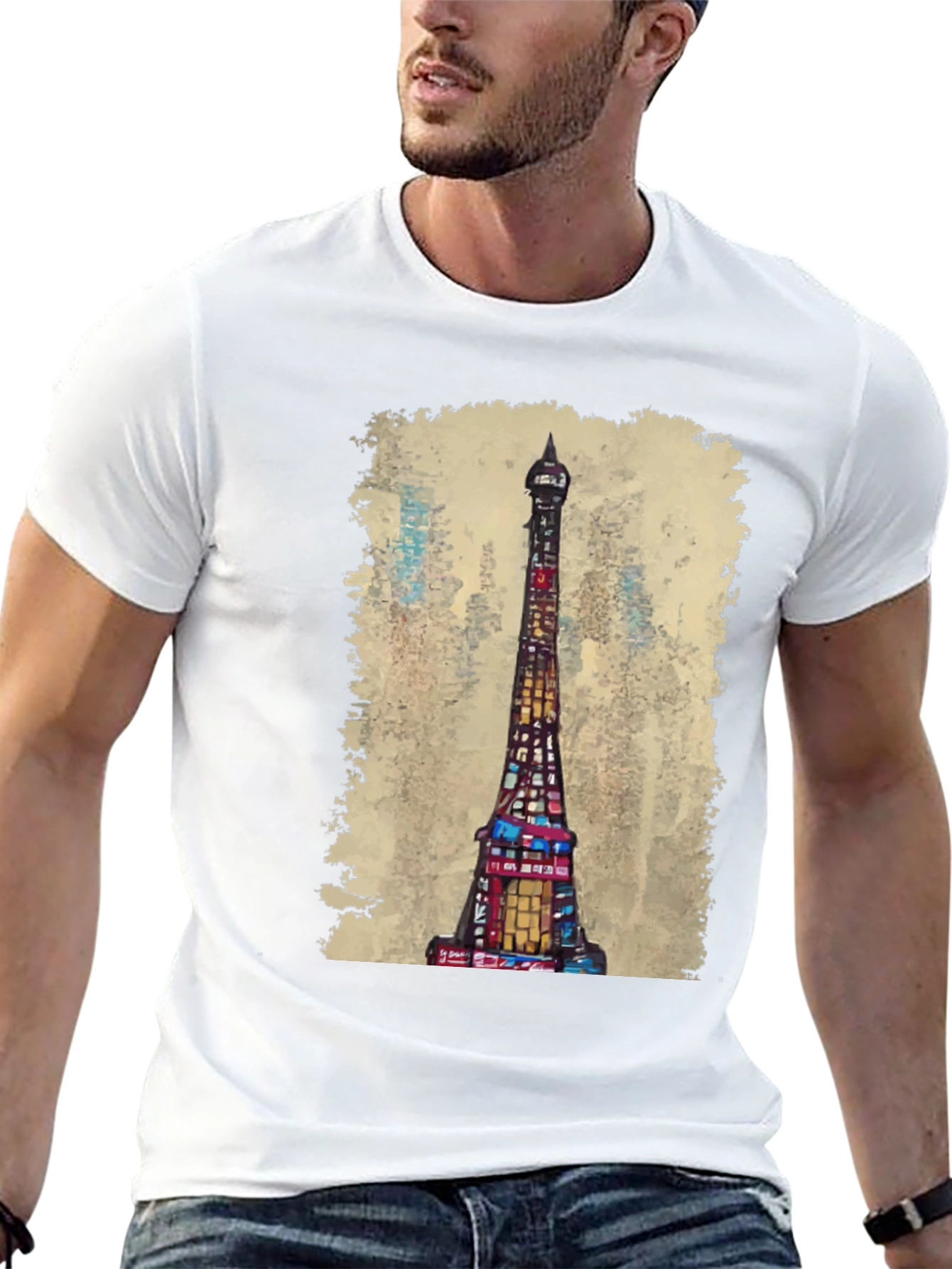 Eiffel Tower Graphic Tee - Artistic Cityscape Shirt