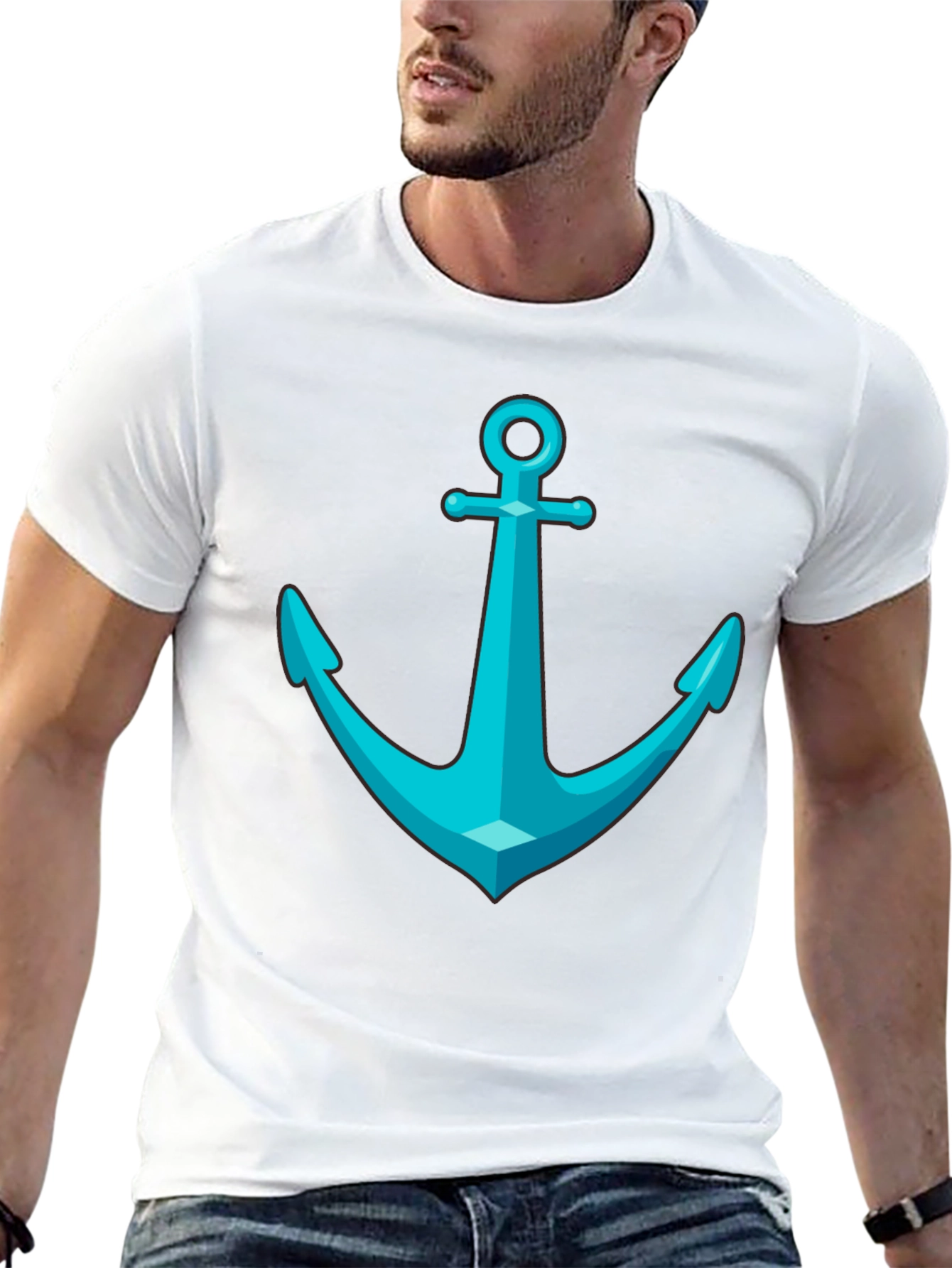 Anchor Graphic Tee - Nautical Style Black T-Shirt