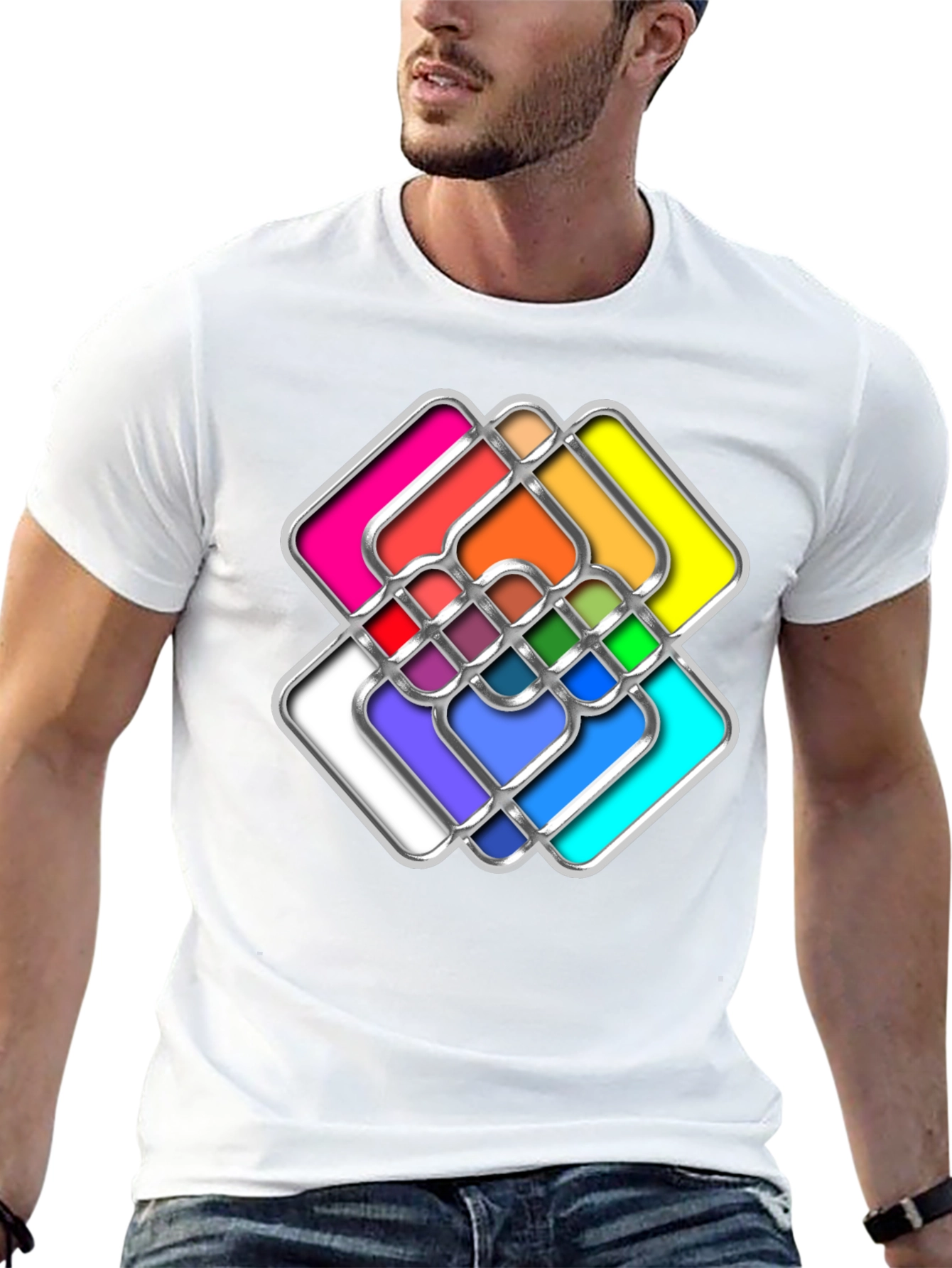 Abstract Geometric Graphic Black T-Shirt