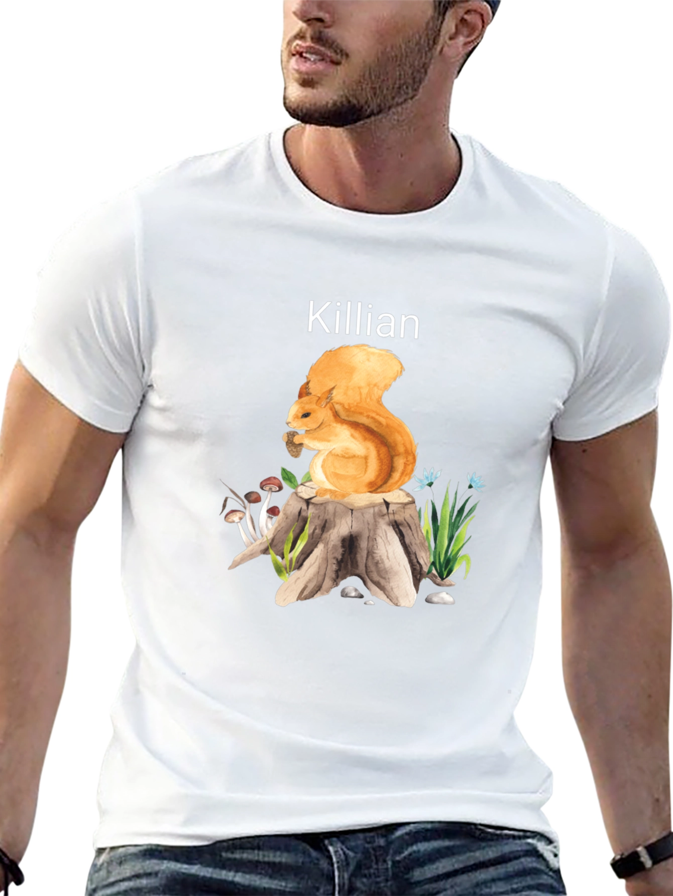 Killian Squirrel on Stump Tee