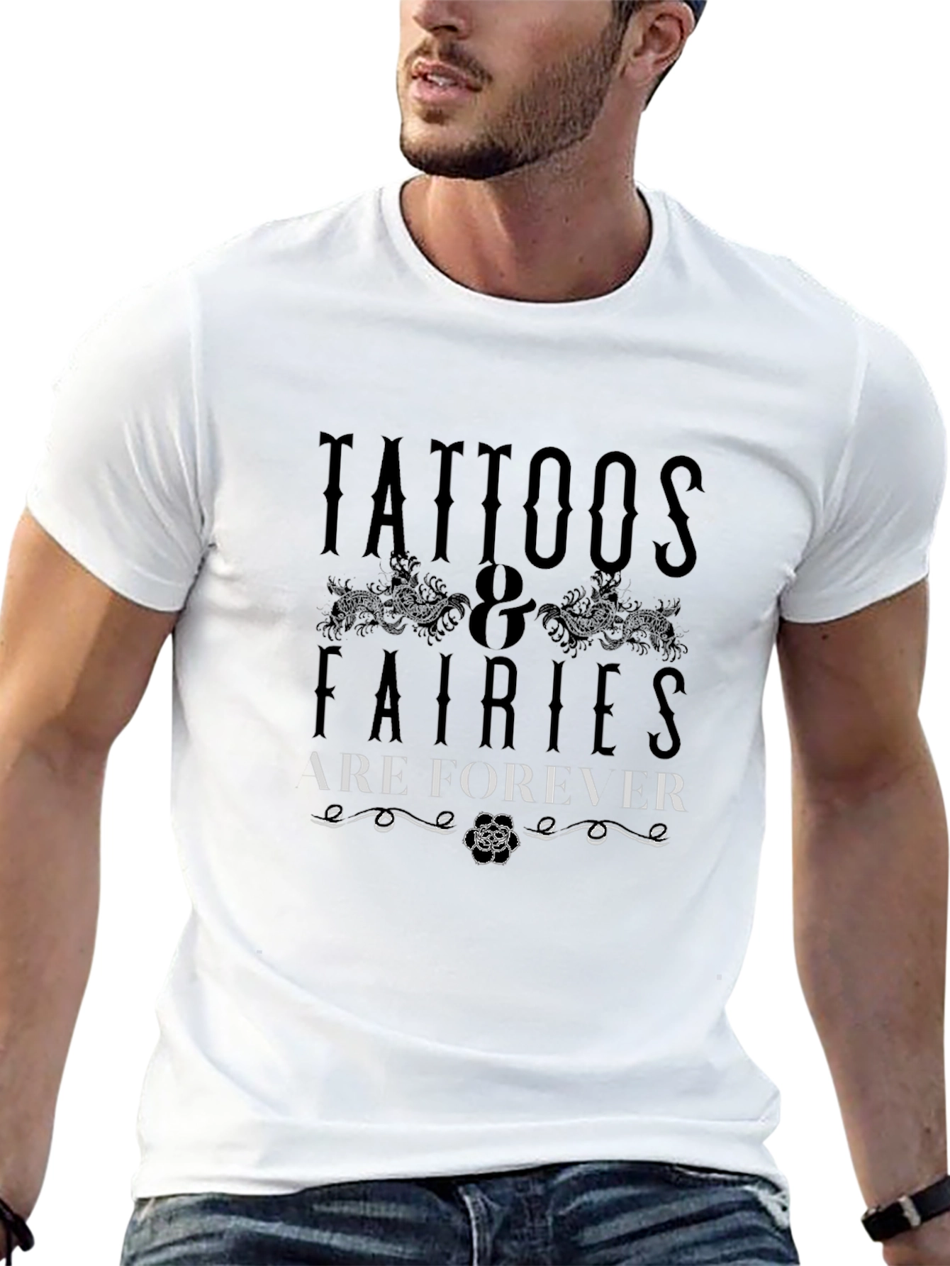 Tattoos & Fairies Forever Black Graphic Tee