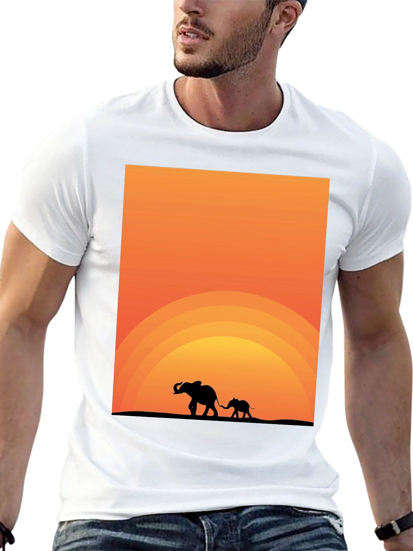Elephant Sunset Graphic Tee