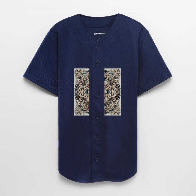 Ornate Floral Mandala Design in Cream and Blue