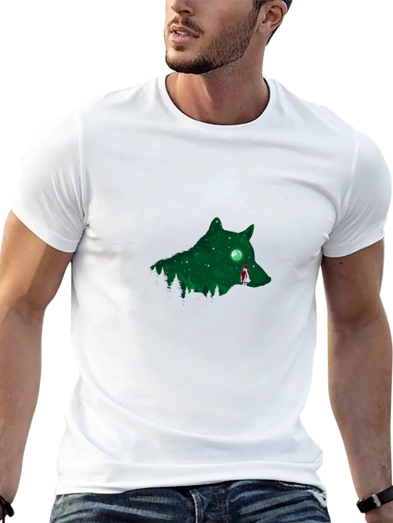 Wolf Silhouette Graphic Black T-Shirt