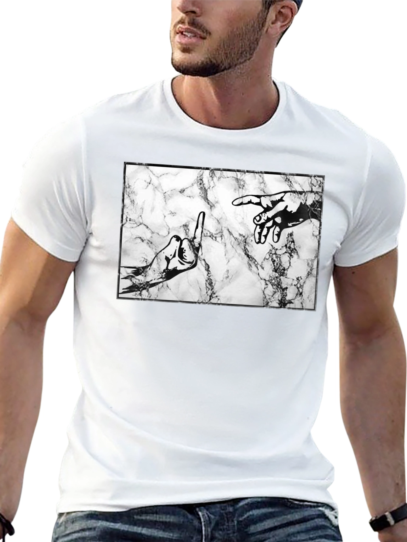 Middle Finger Creation T-Shirt - Marble Background