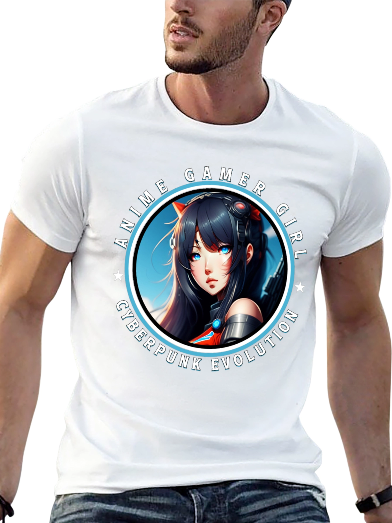 Anime Gamer Girl Cyberpunk Evolution Graphic T-Shirt