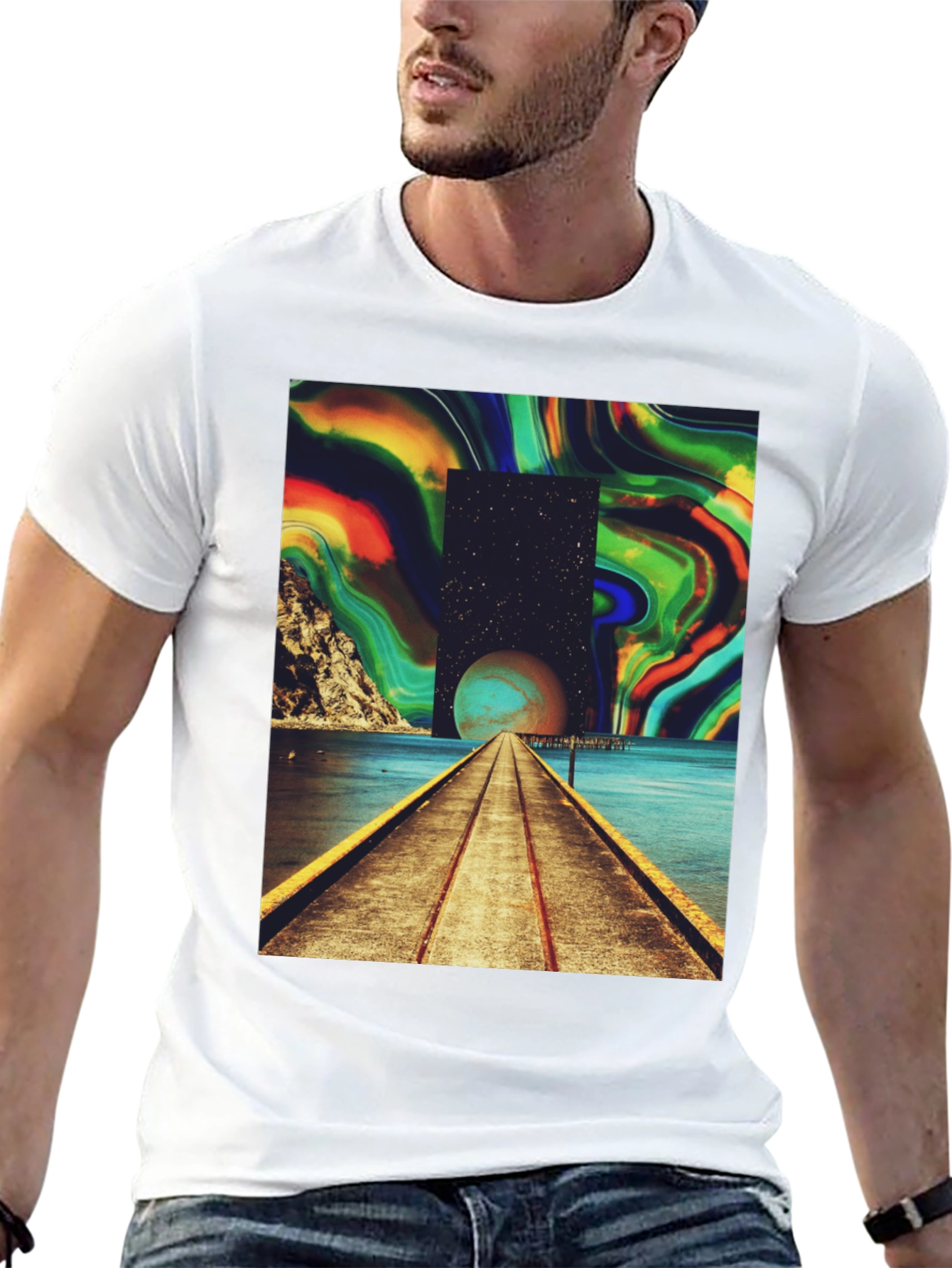 Surreal Pathway Graphic Tee - Unisex Black T-Shirt