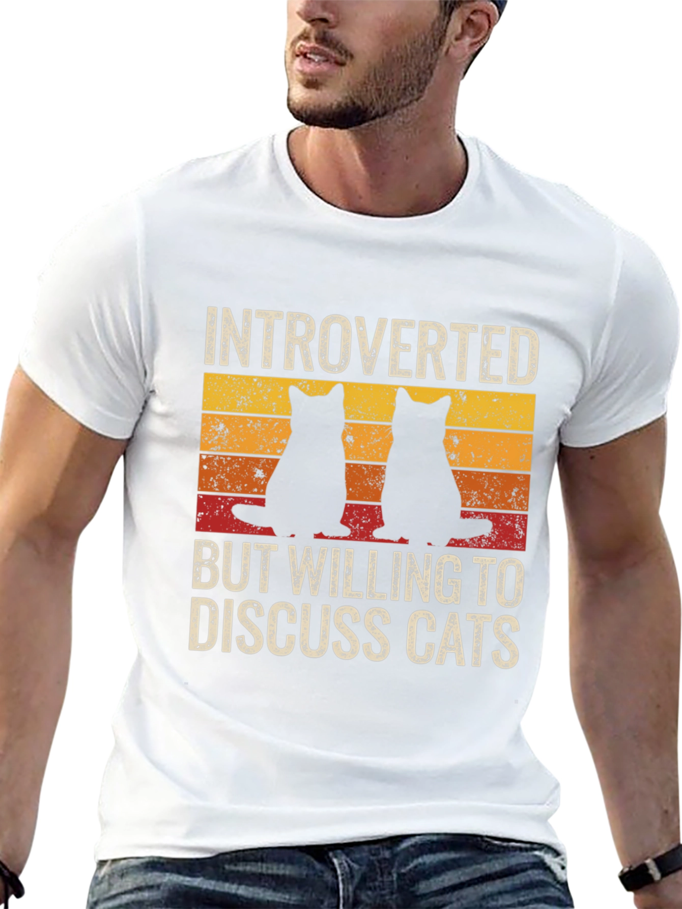 Introverted Cat Lover T-Shirt - Novelty Design