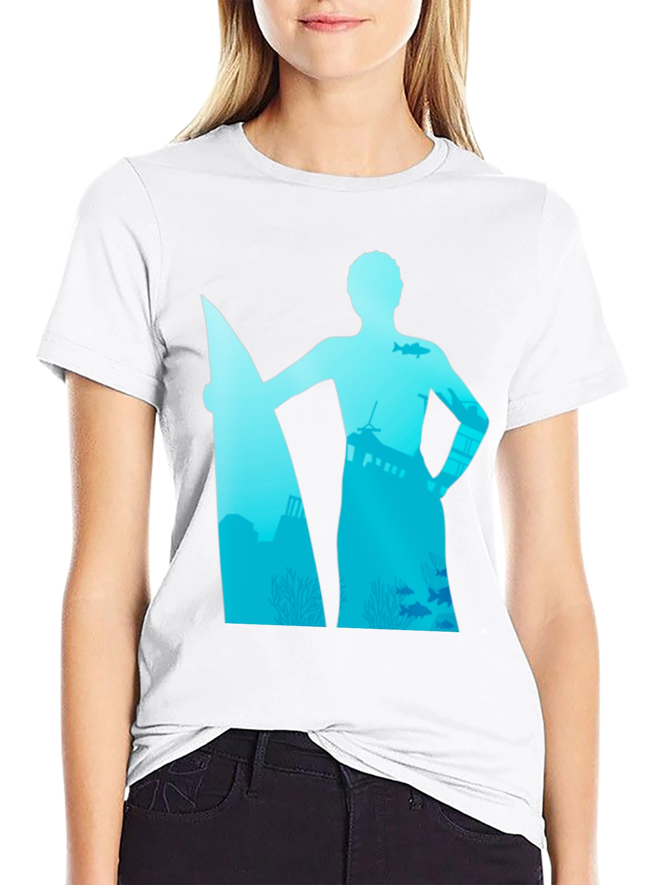 Surfer Silhouette Graphic T-Shirt