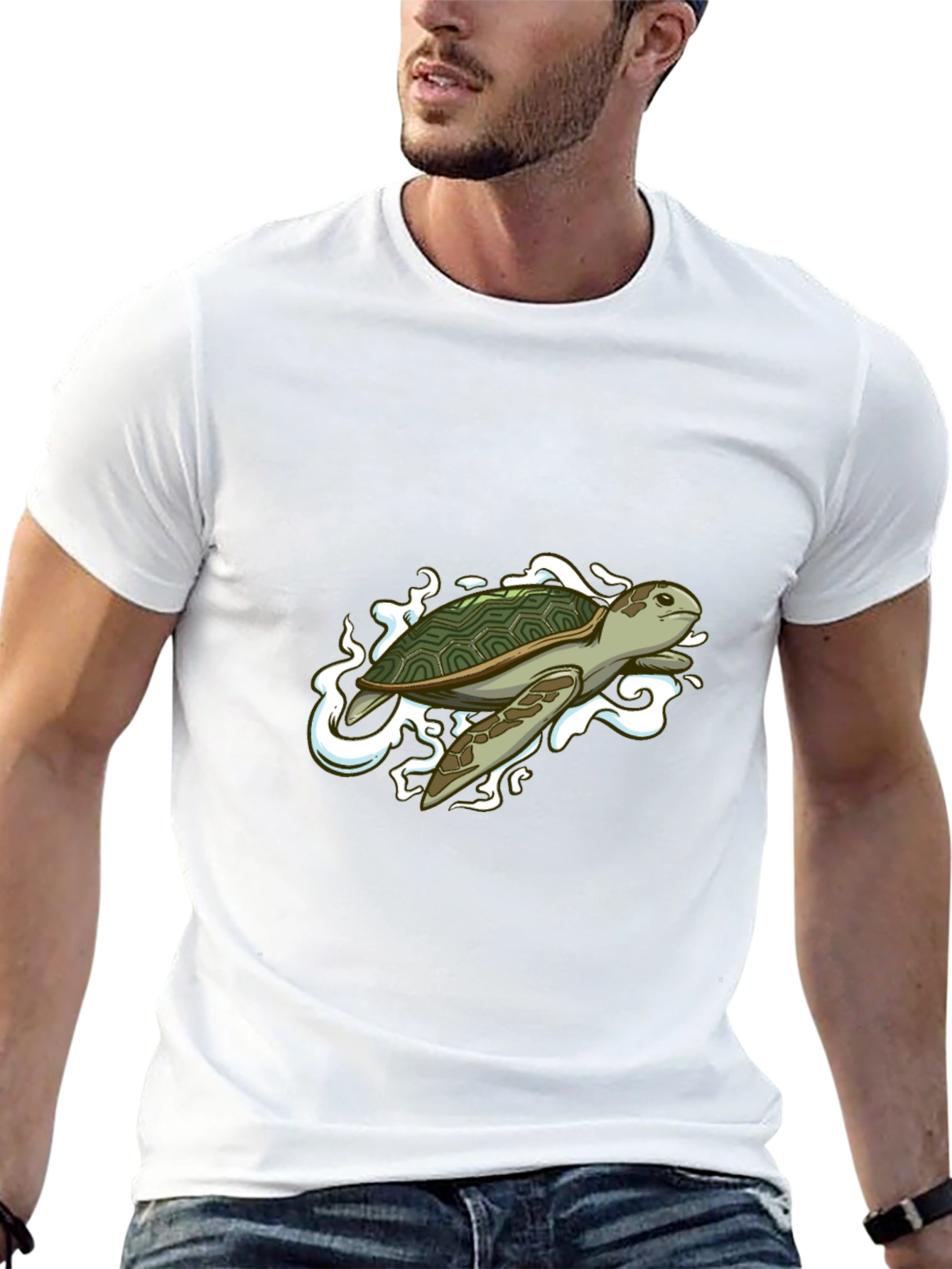 Sea Turtle Graphic Tee - Black Cotton Blend