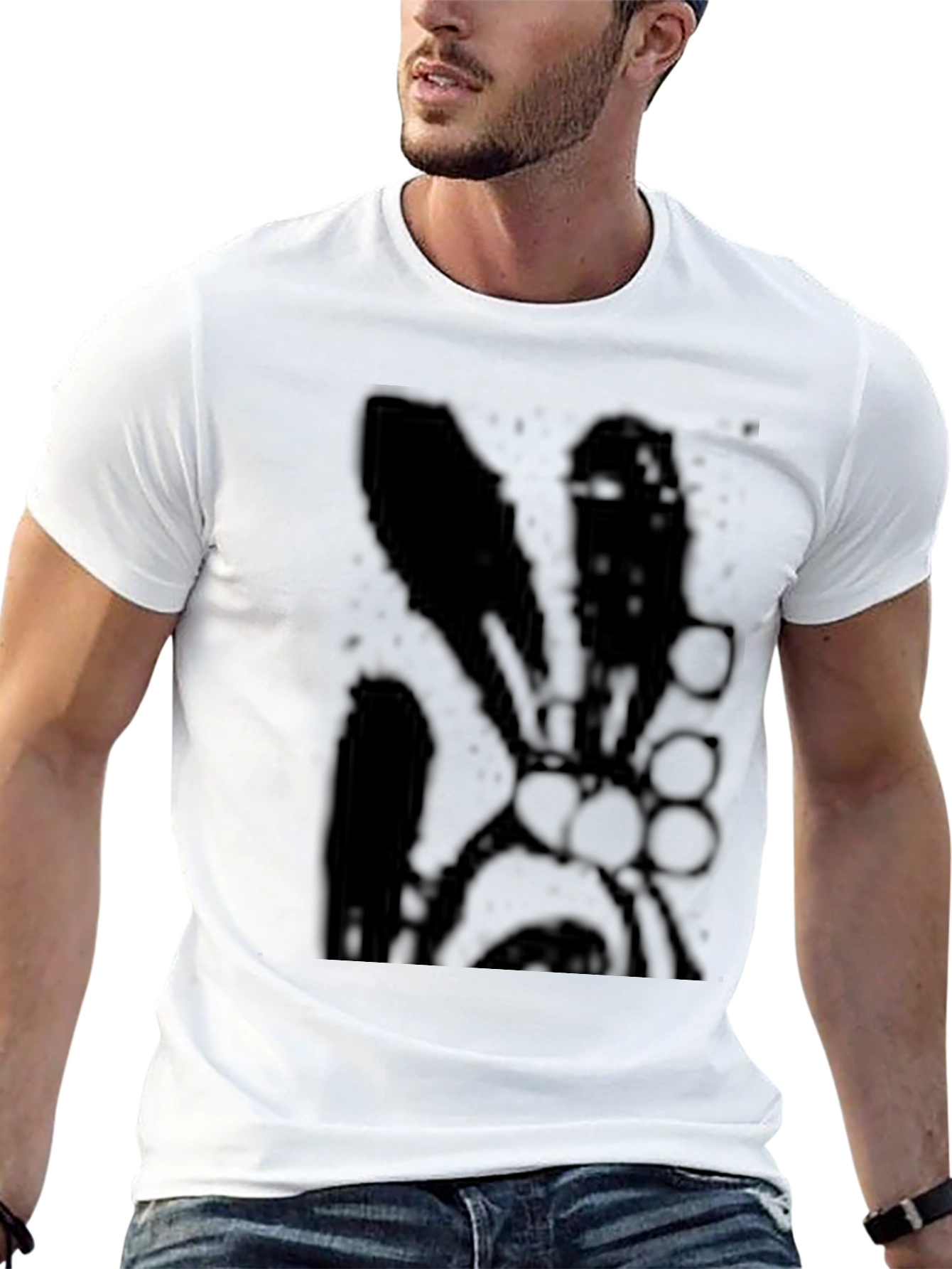 Mens Black Graphic Print T-Shirt