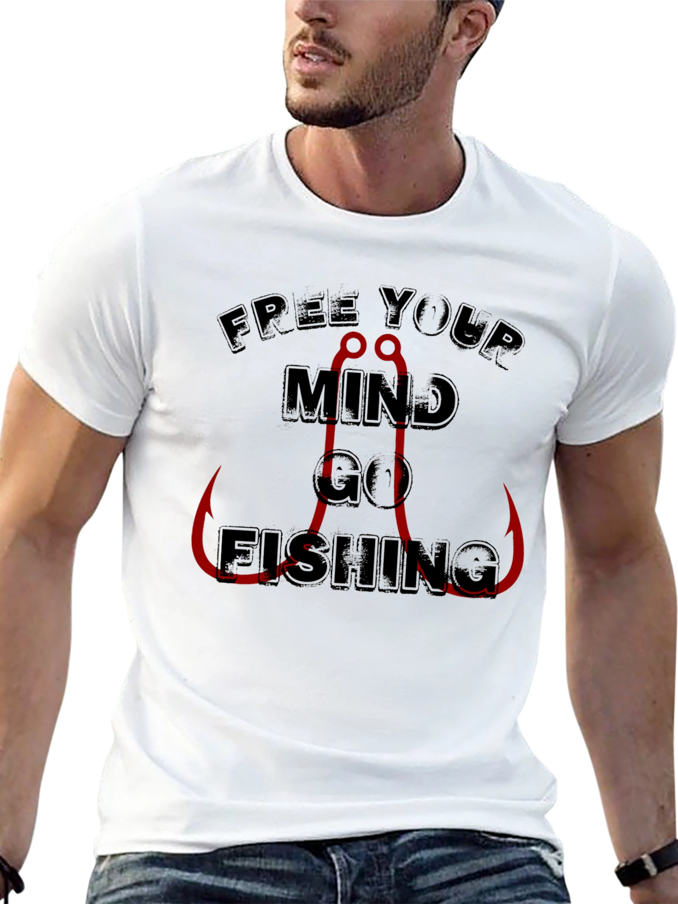 Free Your Mind Go Fishing T-Shirt - Black