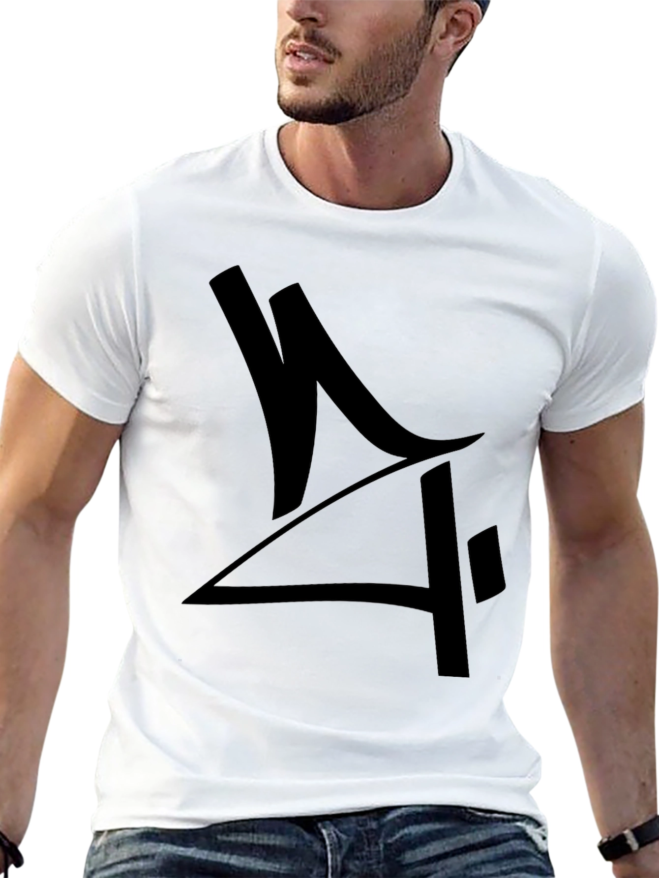 Mens Black Graphic Tee - Abstract Design