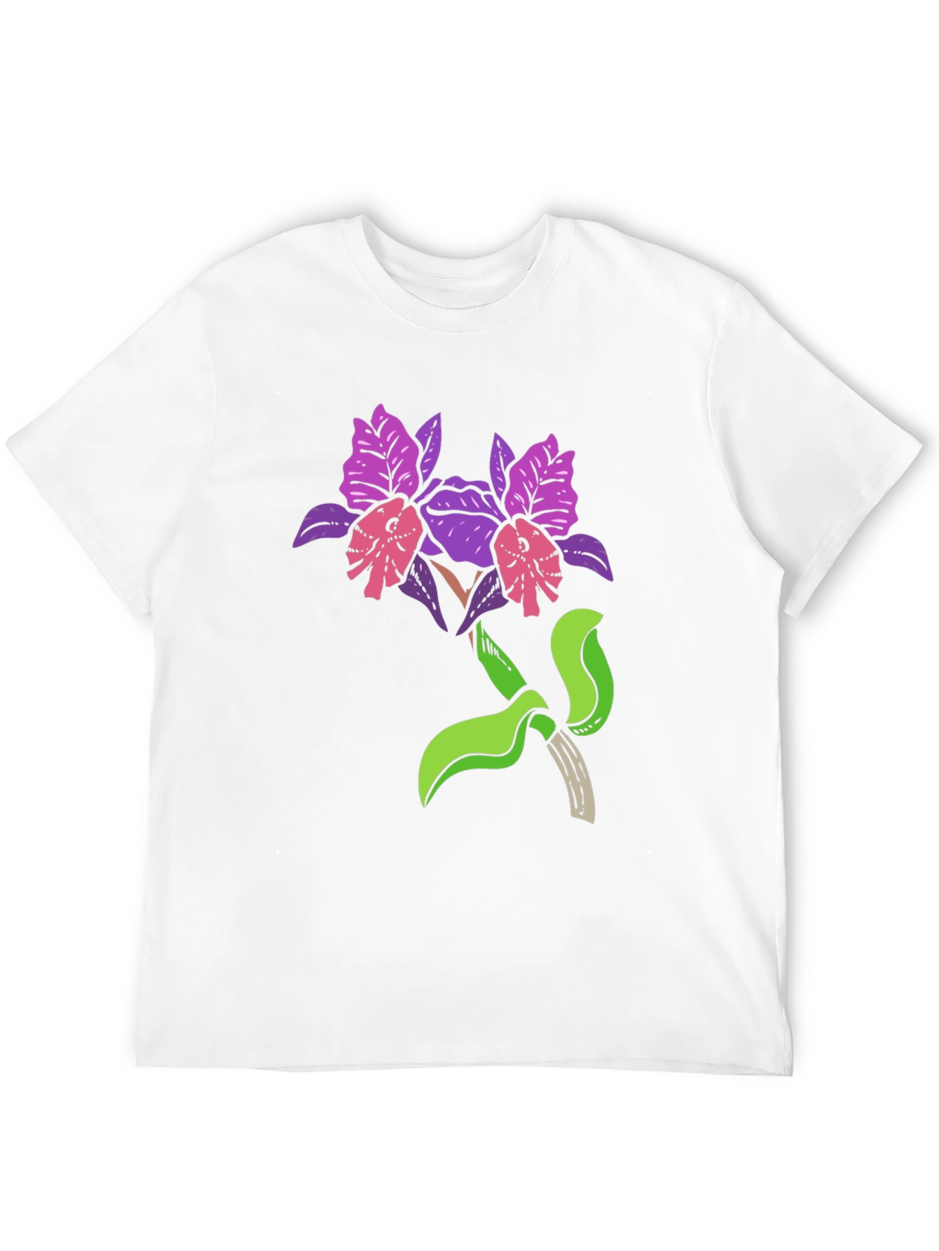 Floral Orchid Graphic Tee - Casual Style
