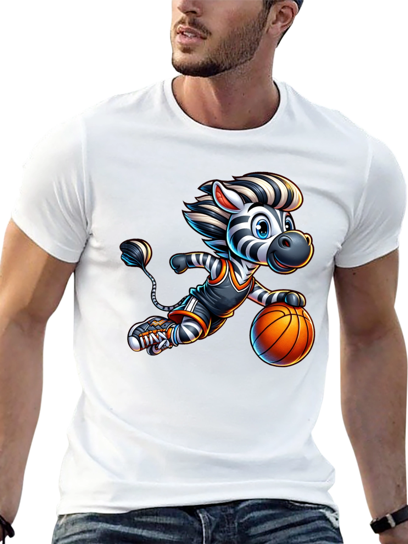 Zebra Basketball Player Graphic T-Shirt