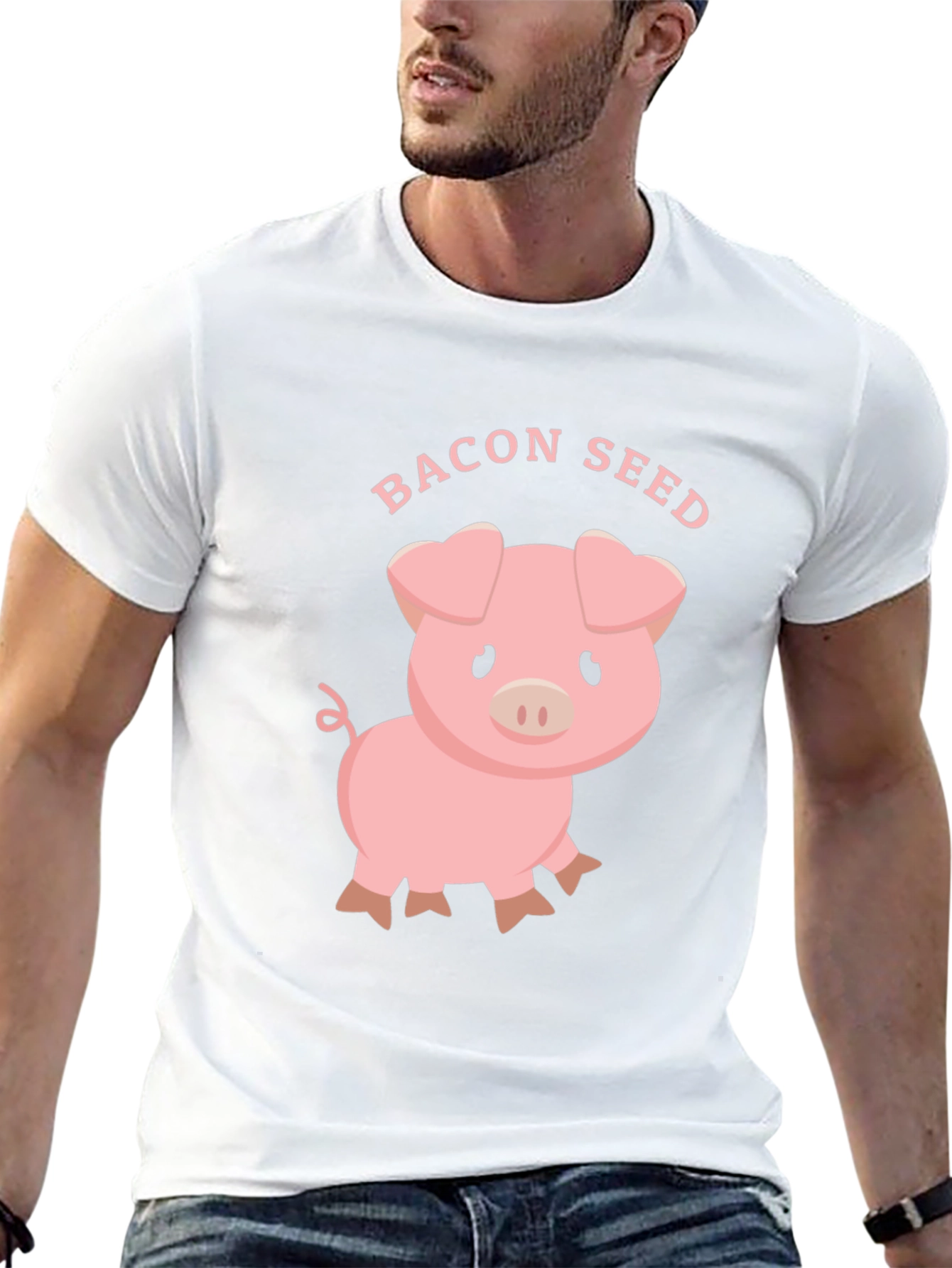 Bacon Seed Cute Pig Graphic Tee - Black