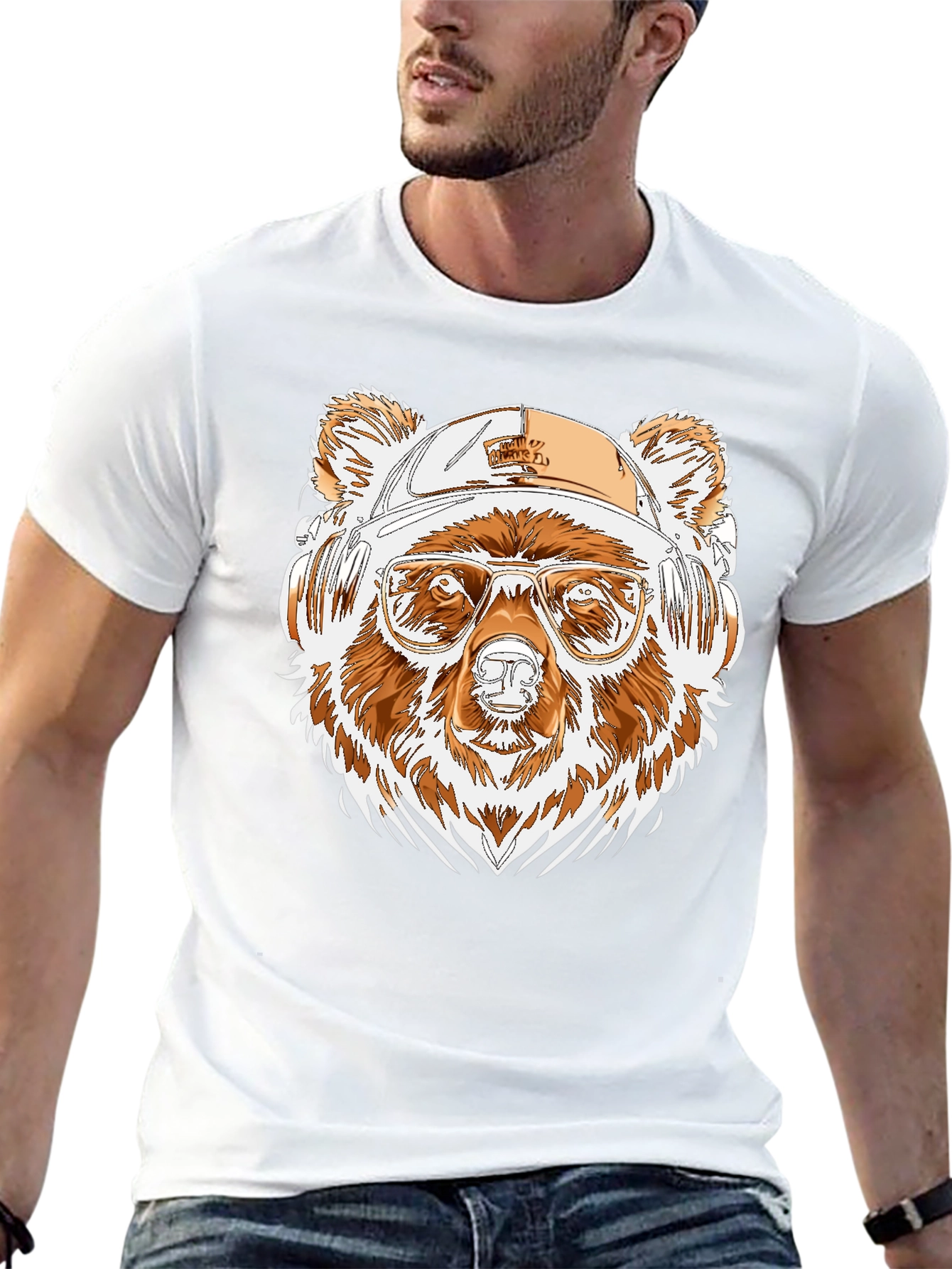 Cool Bear Tee: Graphic Print Black Shirt