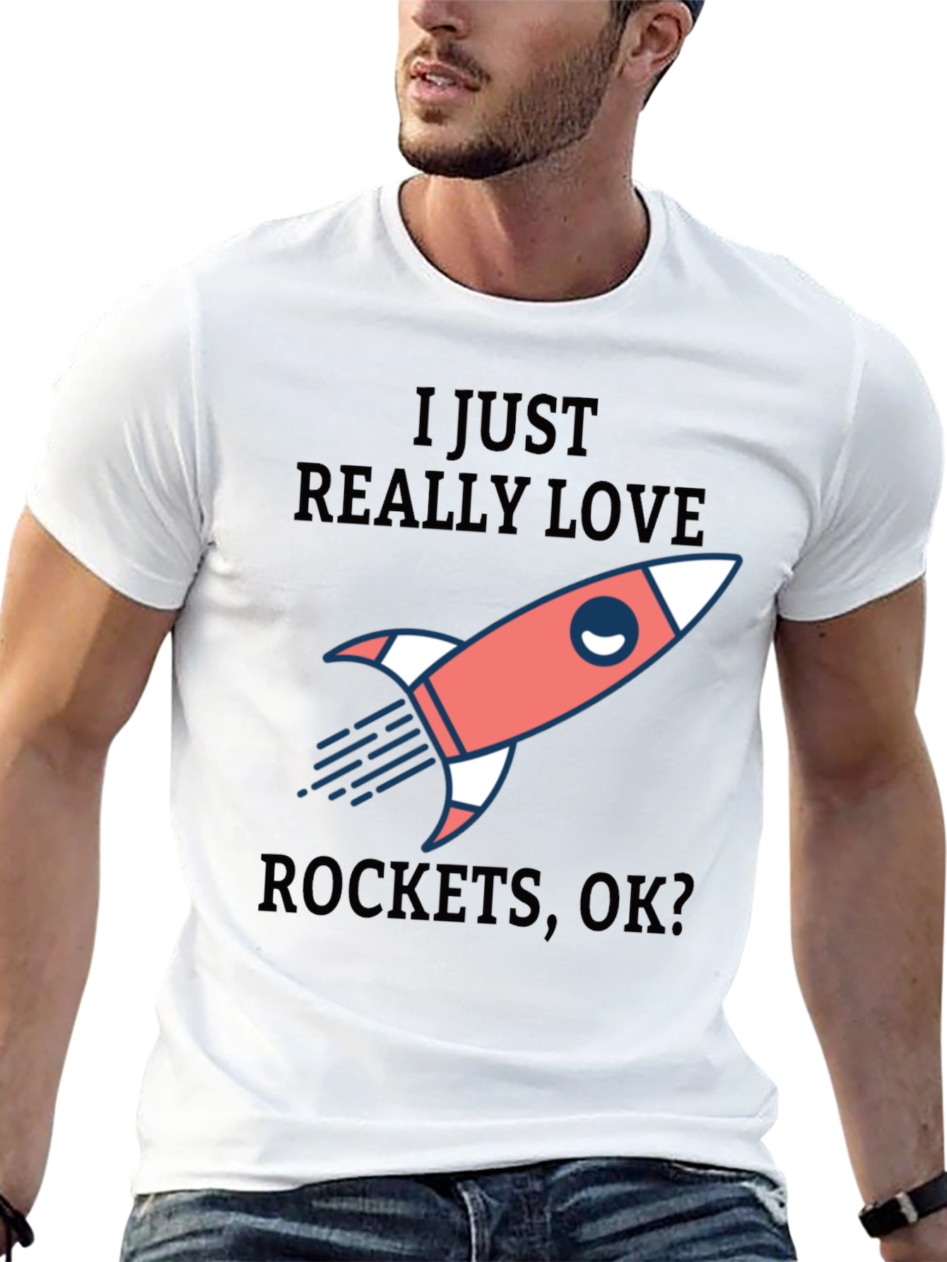 I Love Rockets Black Graphic Tee Shirt