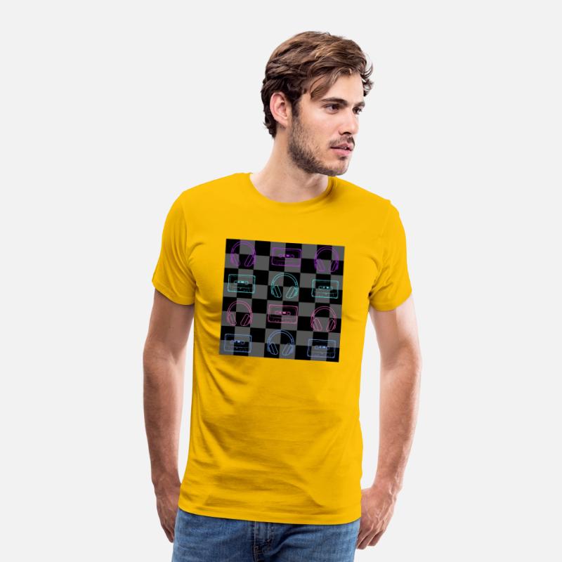Retro 1980's Music Check - 12 BLK + GRY