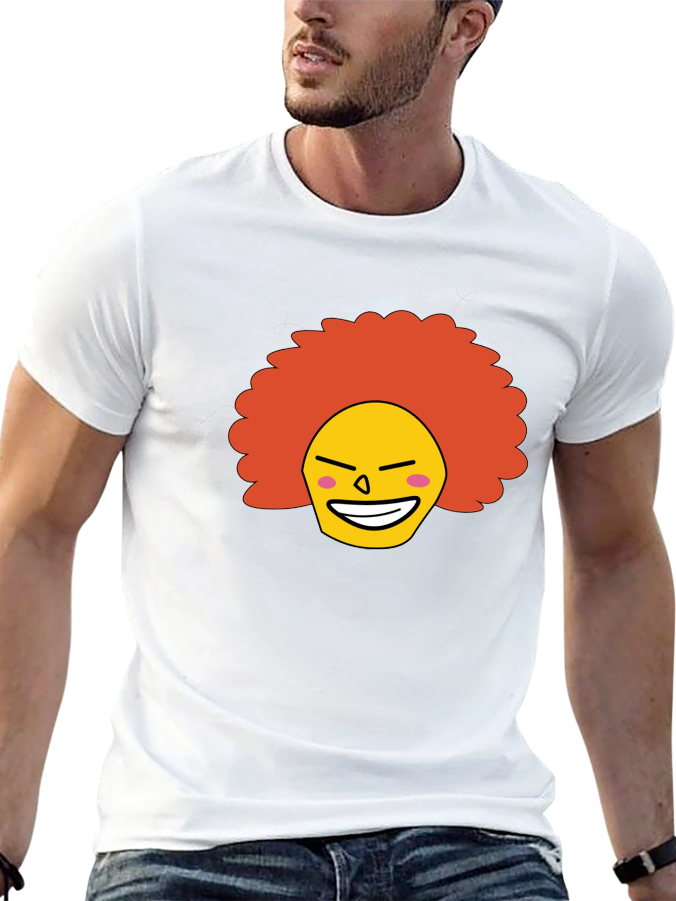 Funny Afro Clown Face Graphic T-Shirt