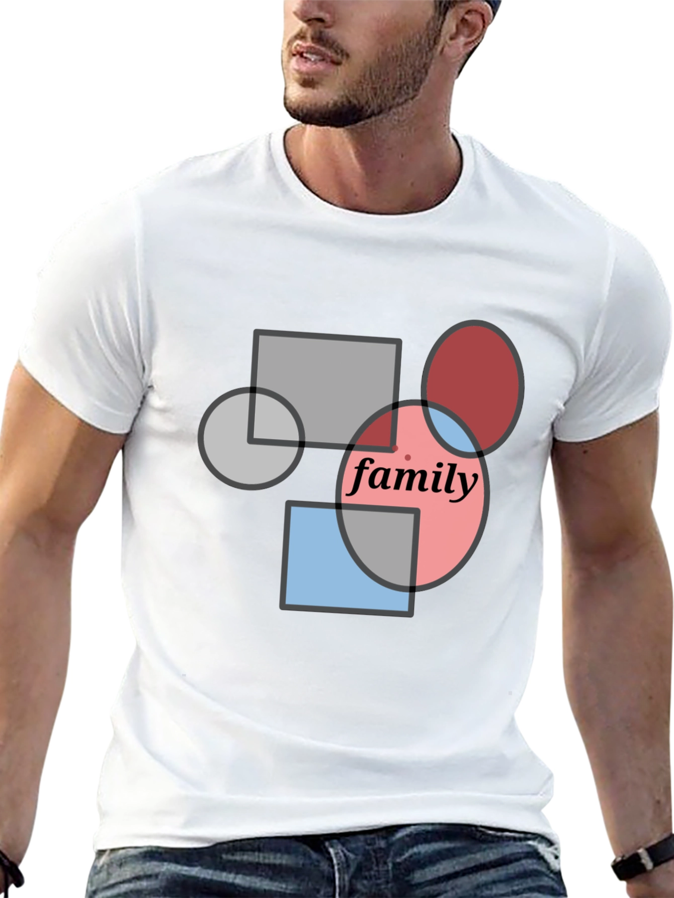 Family Geometric Graphic Tee - Modern Casual Shirt