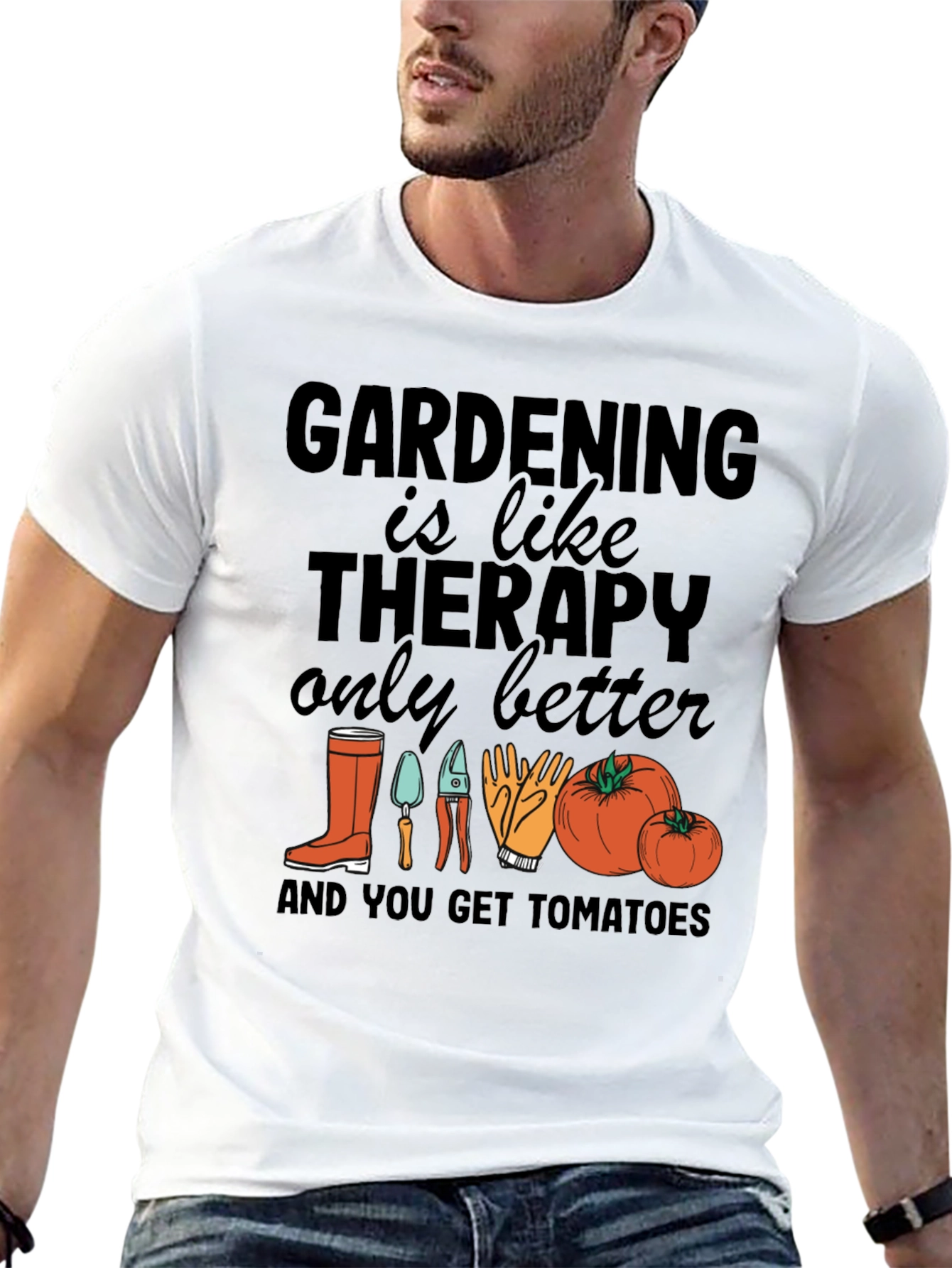 Gardening is Like Therapy Black T-Shirt