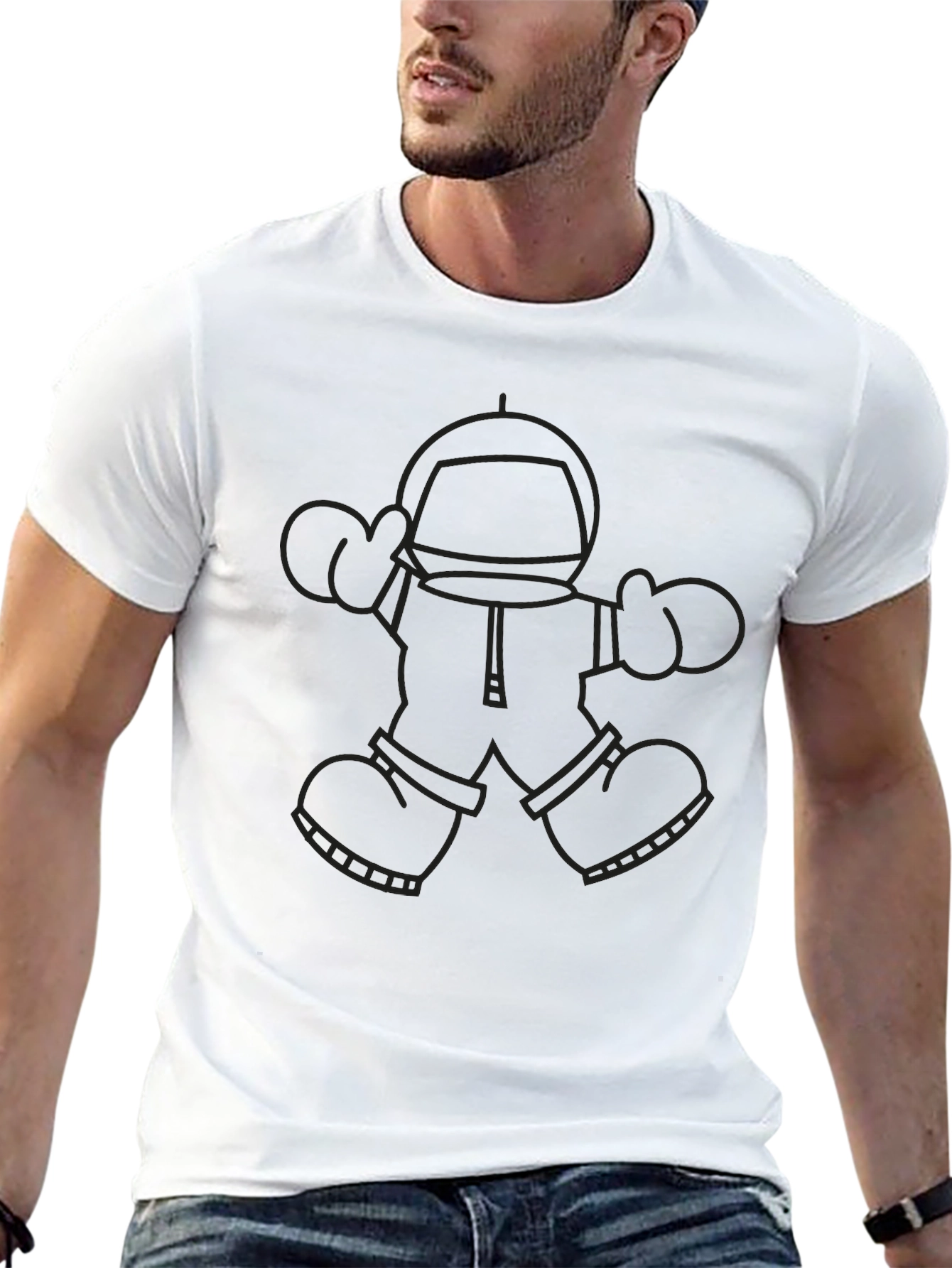 Astronaut Graphic Tee - Black Casual T-Shirt