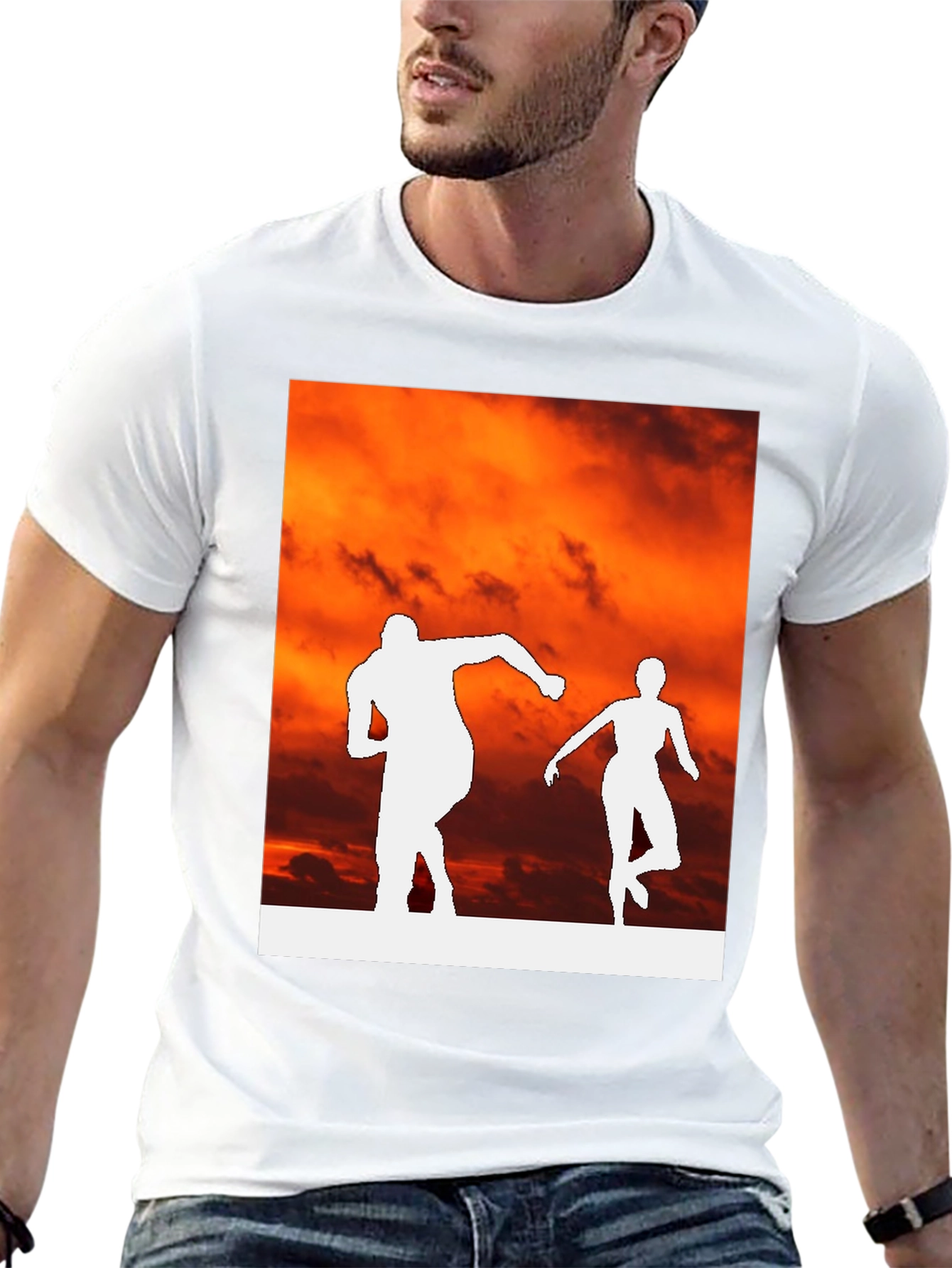 Sunset Runners Graphic Tee - Black Cotton Blend Shirt