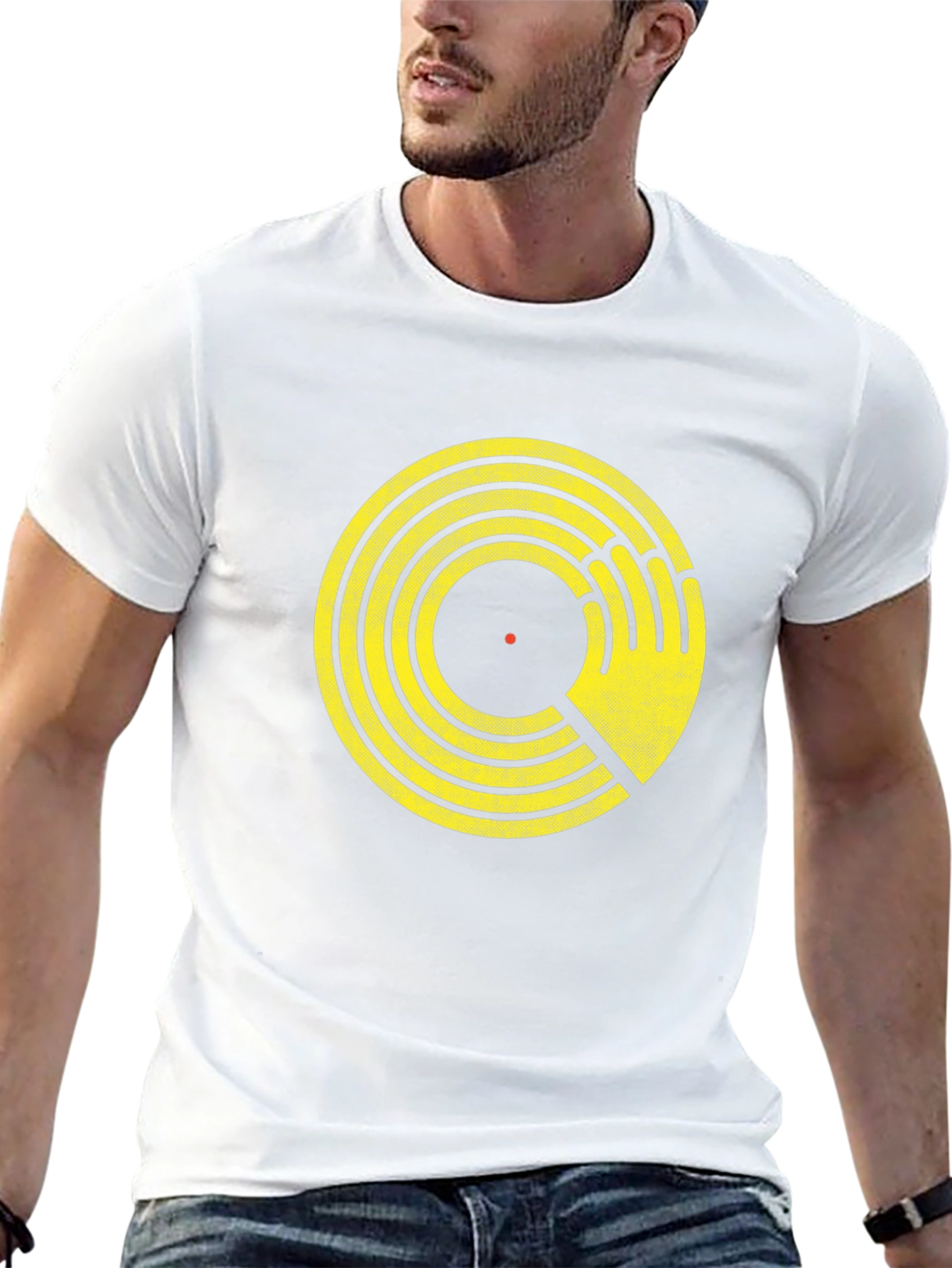 Retro Vinyl Record Hand Graphic T-Shirt