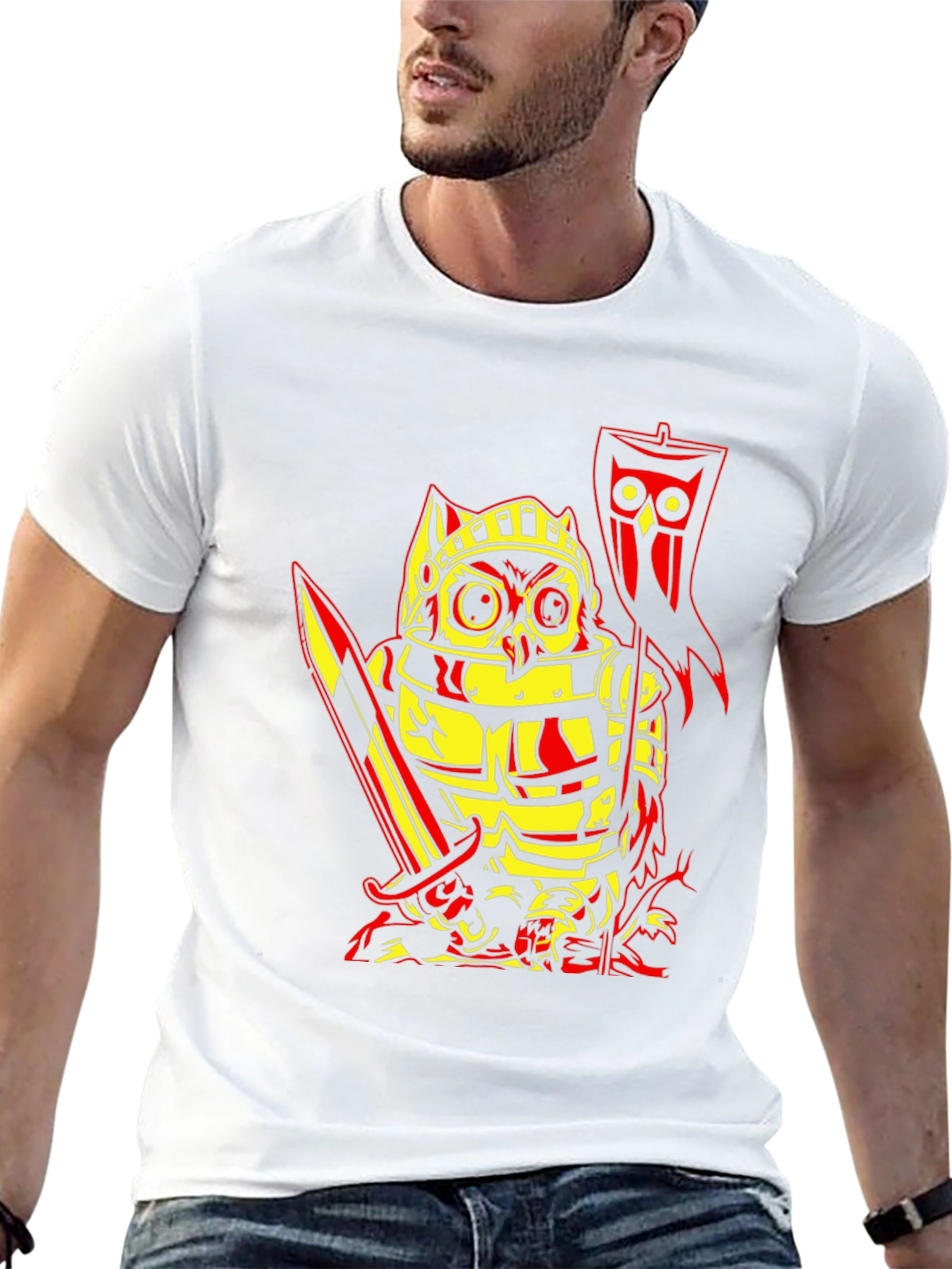 Owl Knight Graphic T-Shirt - Black