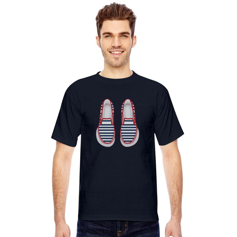 Top Down Illustration Of Nautical Striped Shoes