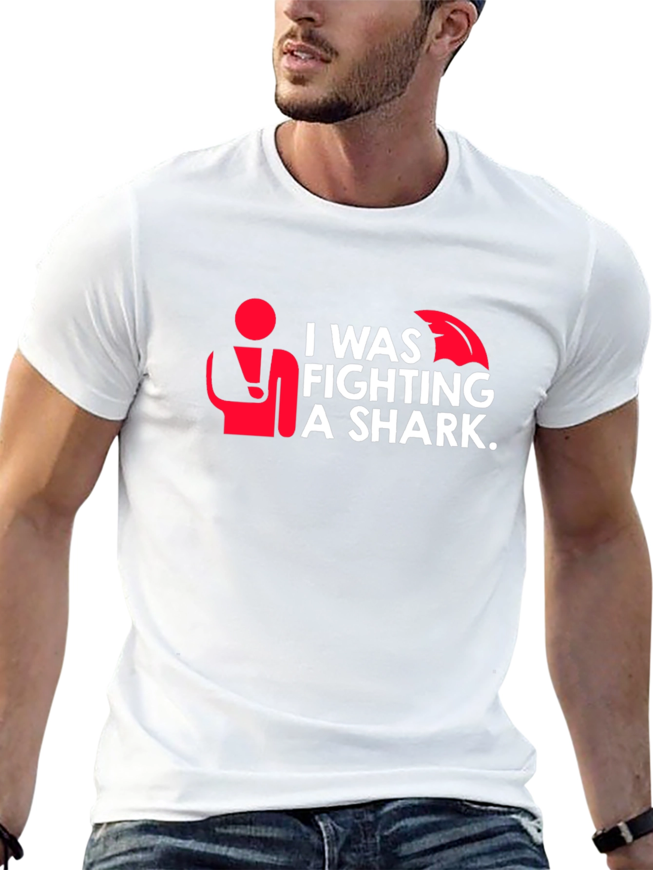I Was Fighting a Shark T-Shirt Funny Graphic Tee
