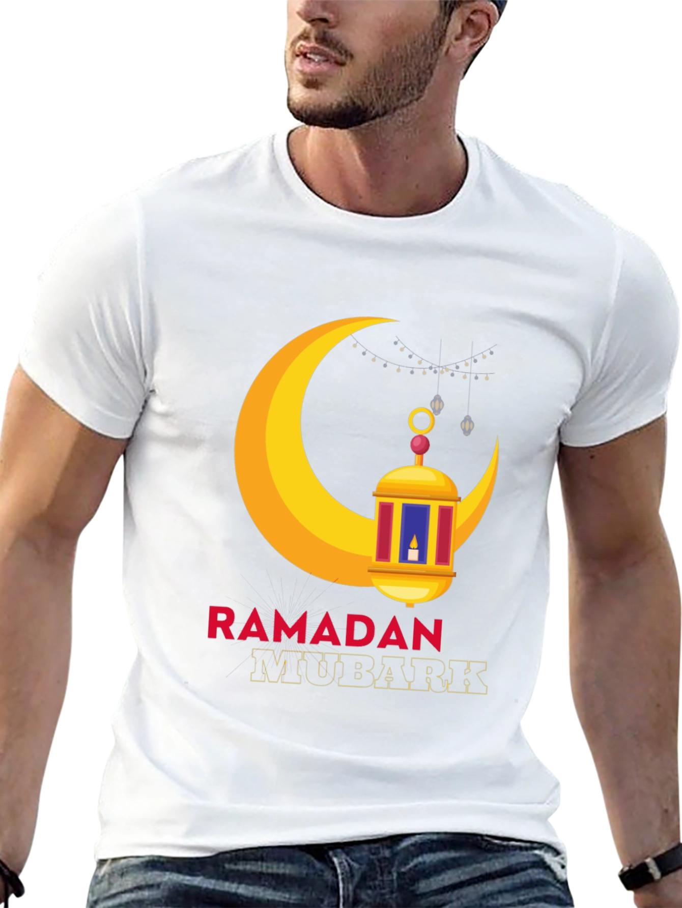 Ramadan Mubarak Graphic Tee - Festive Crescent Moon Design