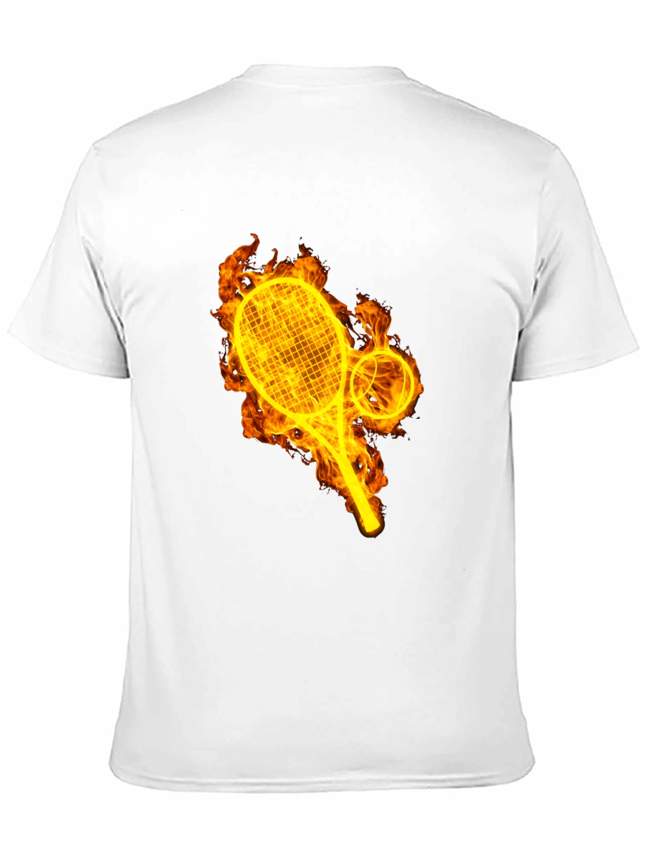 Fiery Tennis Graphic Tee - Black Cotton T-Shirt