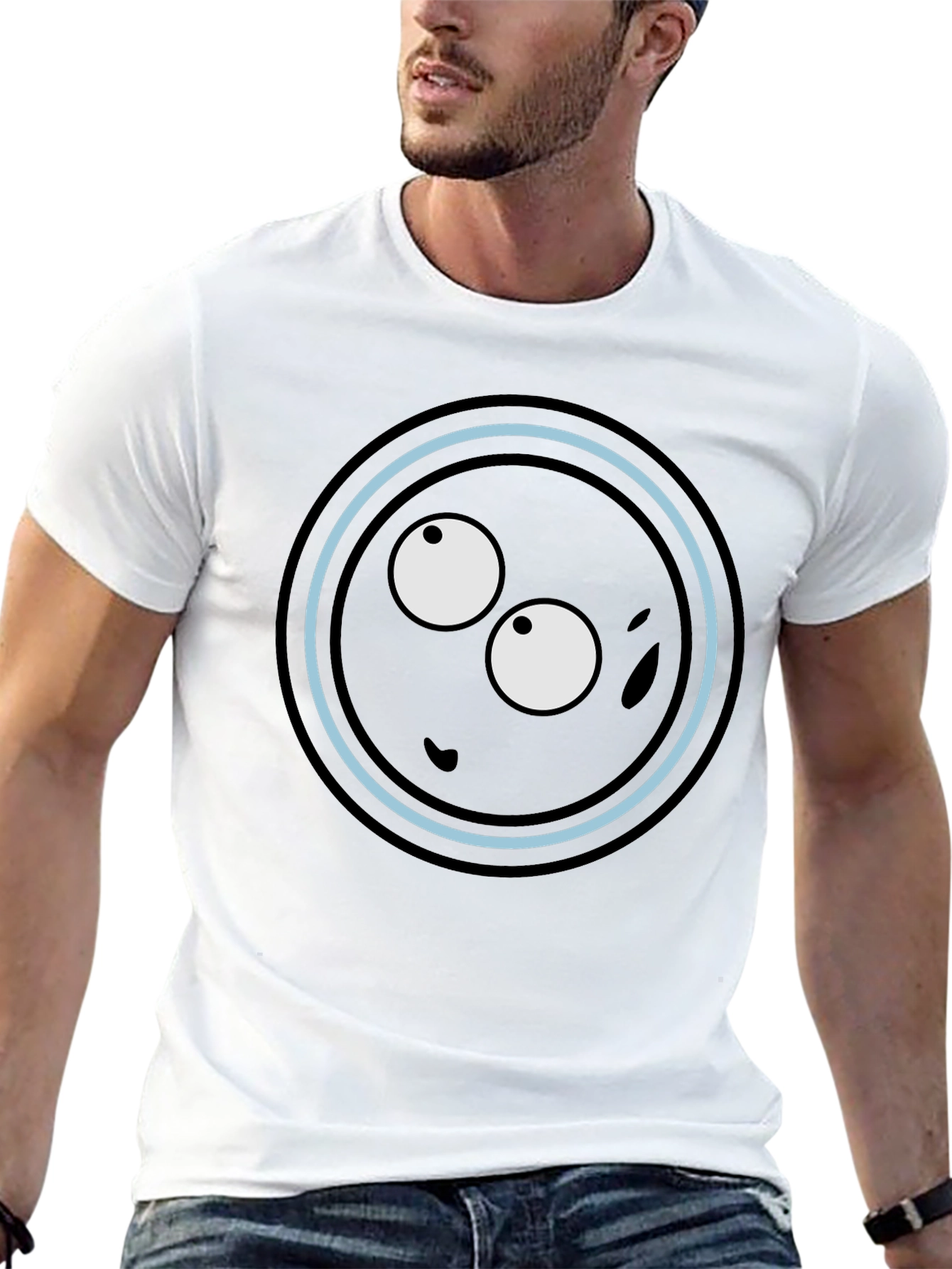 Black Funny Eye Circle Graphic T-Shirt