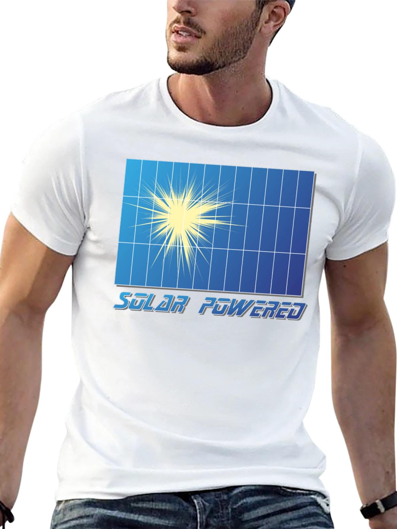 Solar Powered Graphic Tee - Black Crew Neck T-Shirt