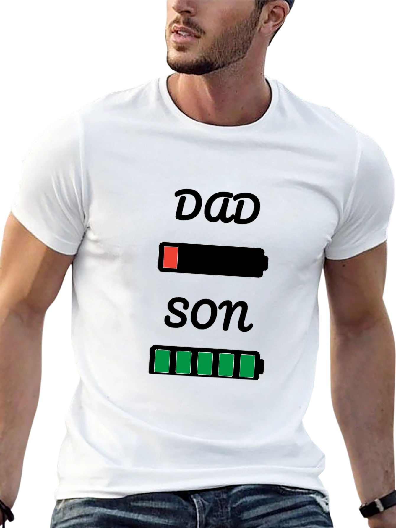 Dad Son Matching Battery T-Shirt - Funny Graphic Tee