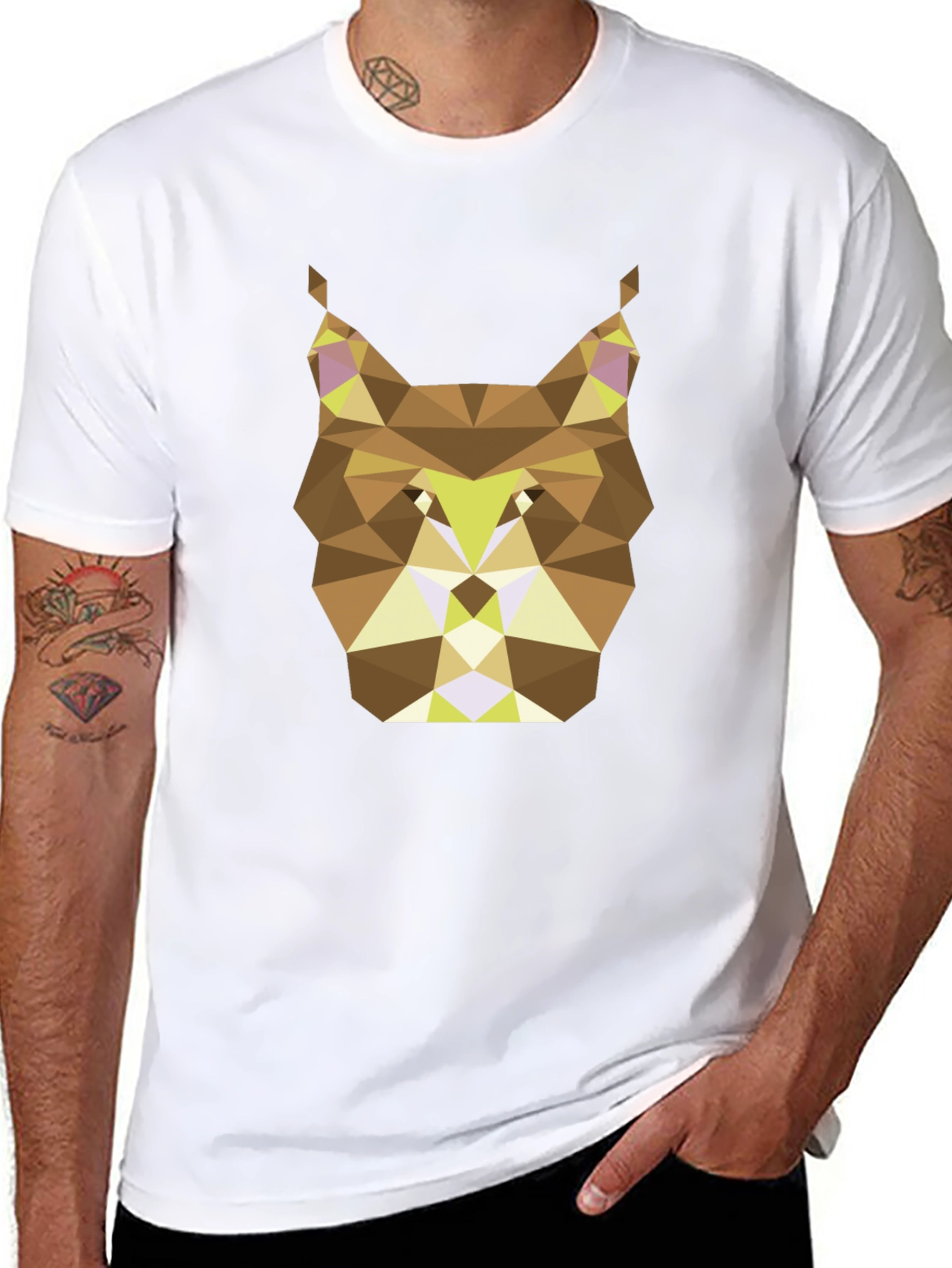 Geometric Lynx Graphic T-Shirt - Black