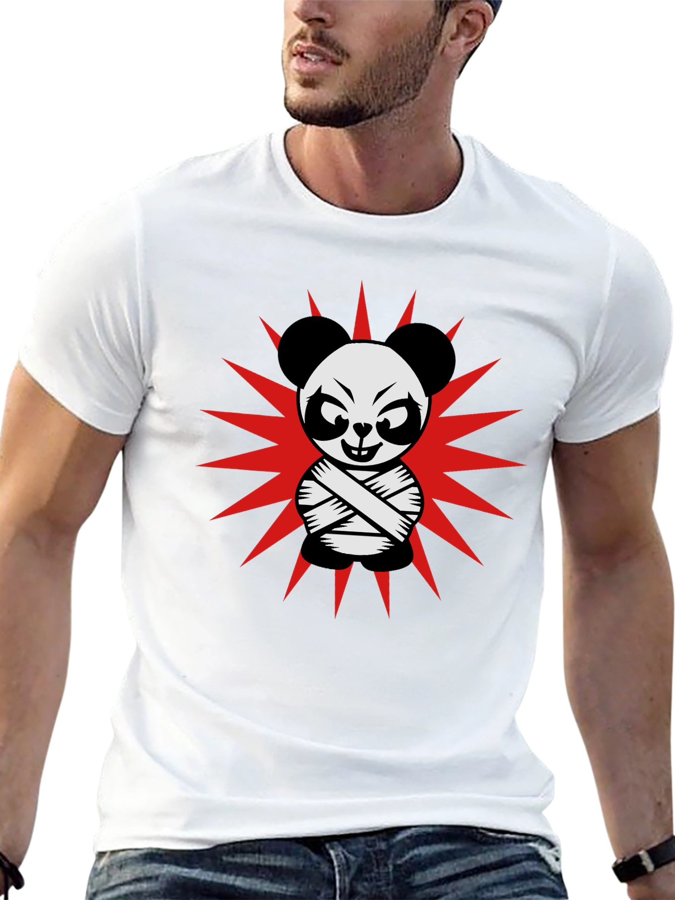 Crazy Panda T-Shirt - Black Cotton Graphic Tee