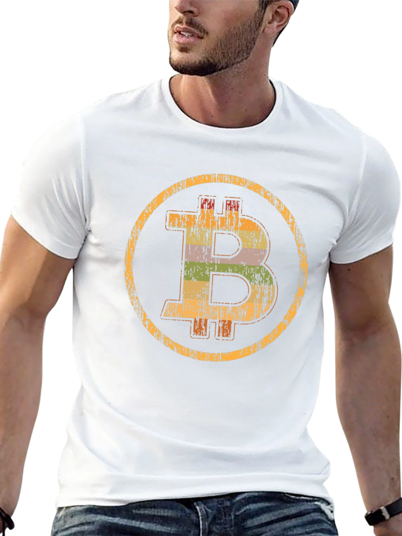 Bitcoin Distressed Graphic Tee - Crypto Currency Shirt