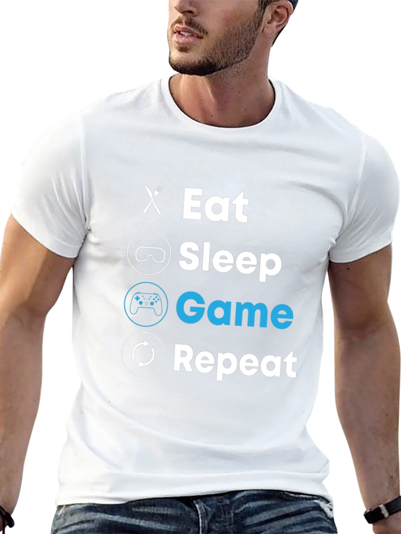 Eat Sleep Game Repeat T-Shirt - Gamer Lifestyle Tee