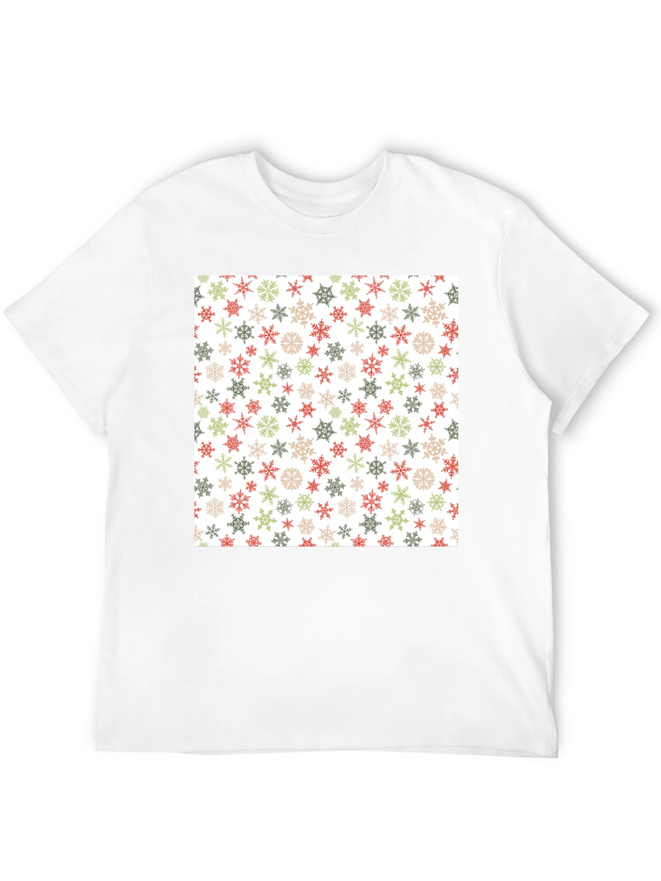Festive Snowflake Pattern Black T-Shirt