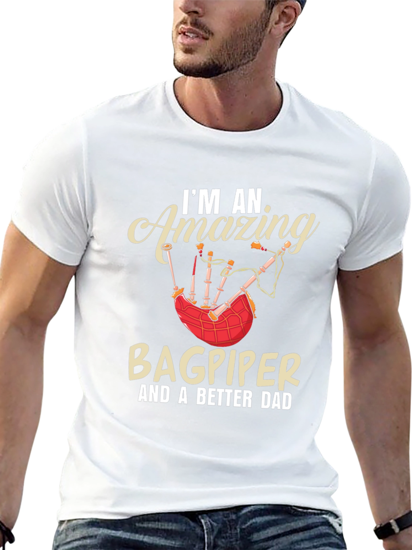 Amazing Bagpiper Dad T-Shirt - Black