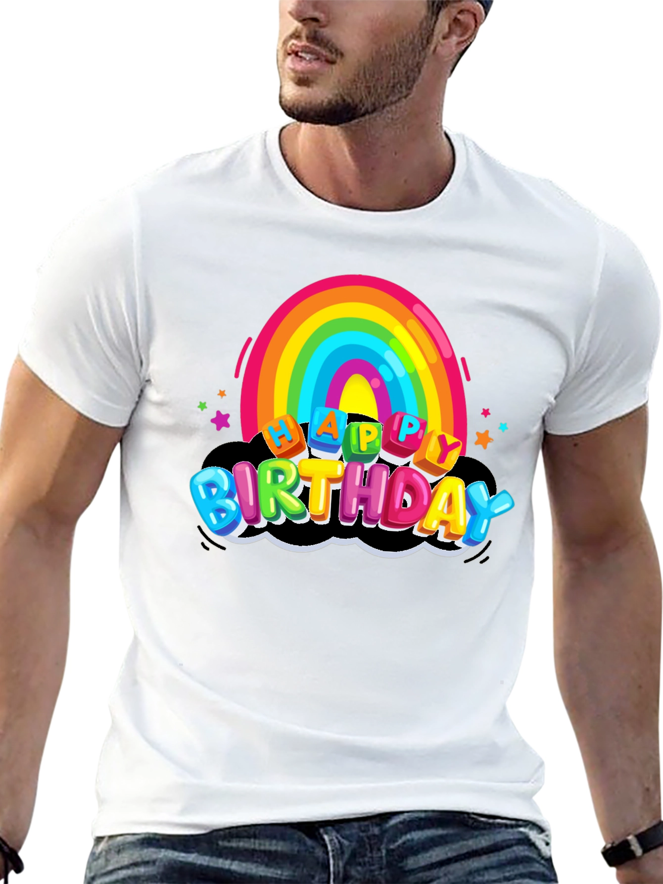 Rainbow Happy Birthday Graphic T-Shirt