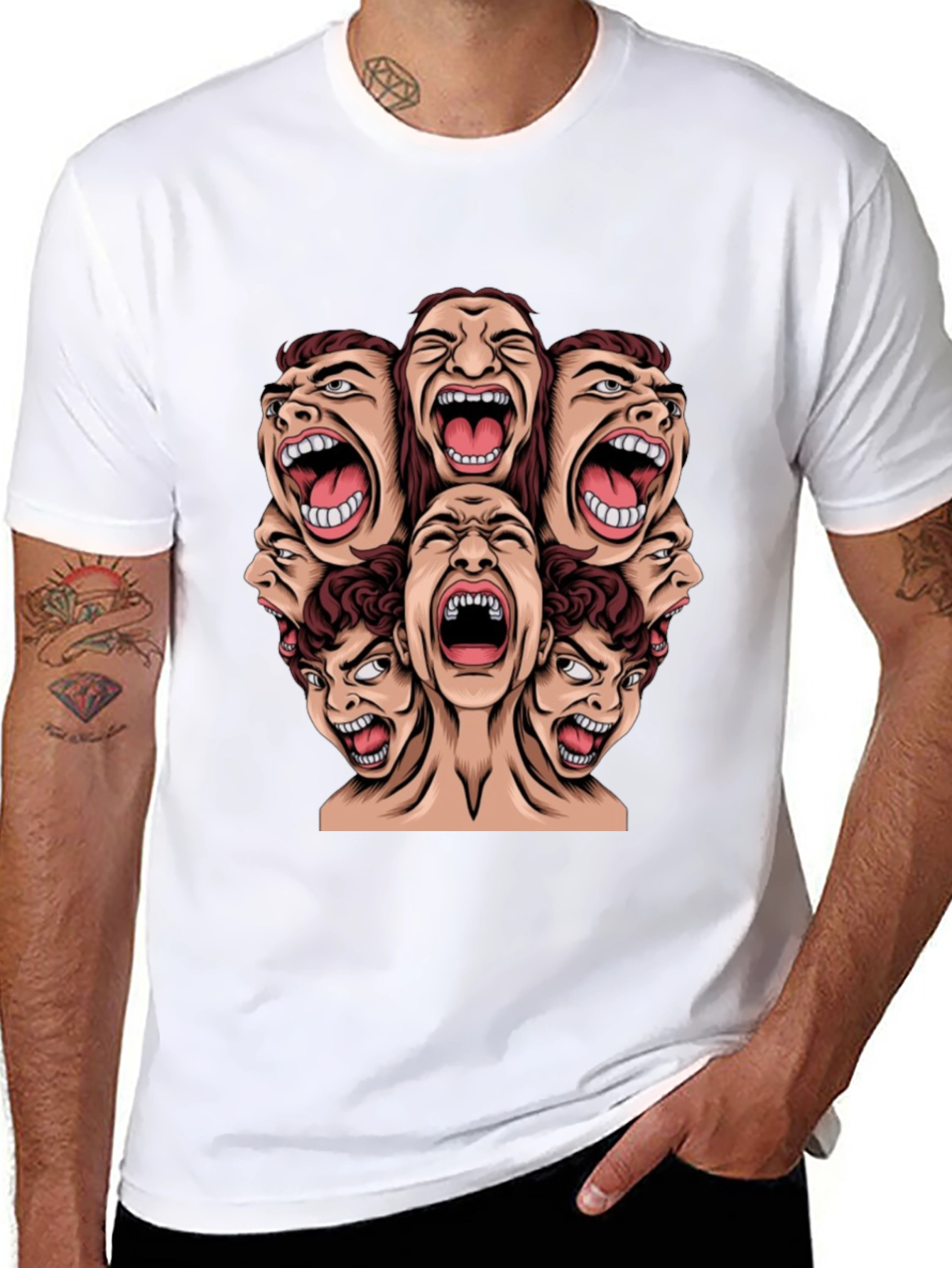 Screaming Faces Graphic Black T-Shirt