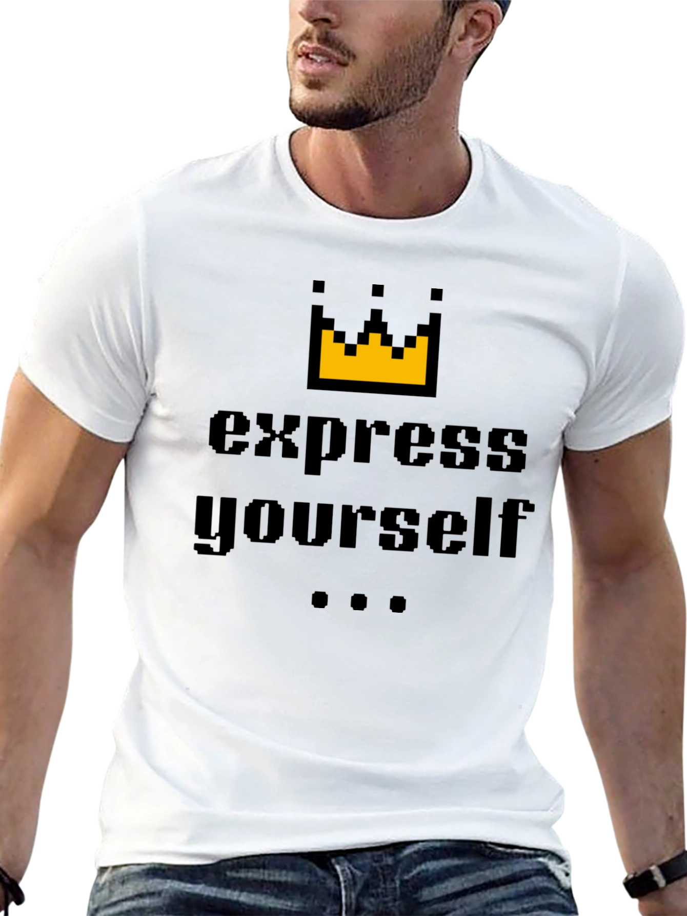 Express Yourself Graphic Tee - Black Cotton Blend Shirt