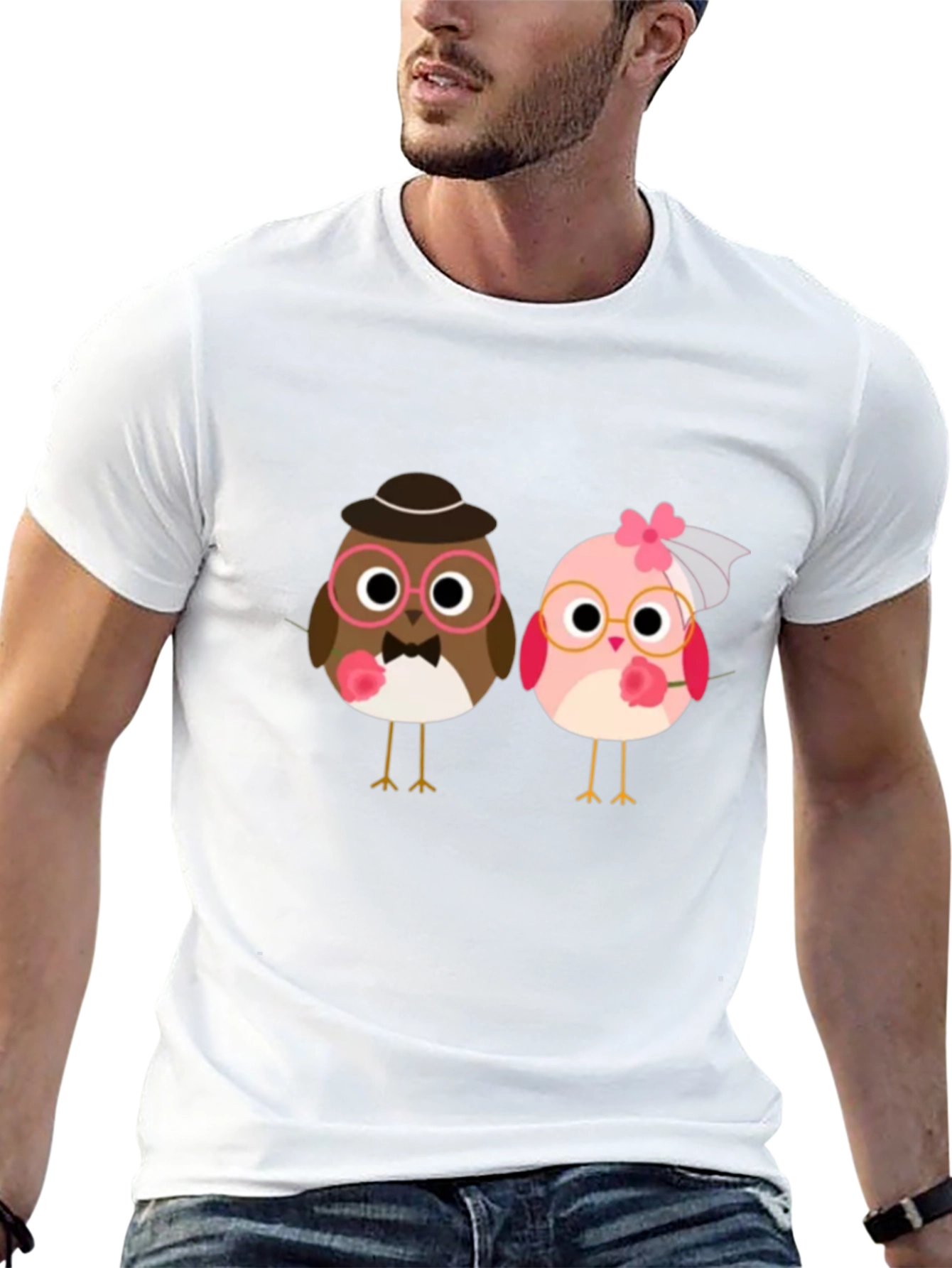 Love Birds Graphic Tee - Black Cotton T-Shirt