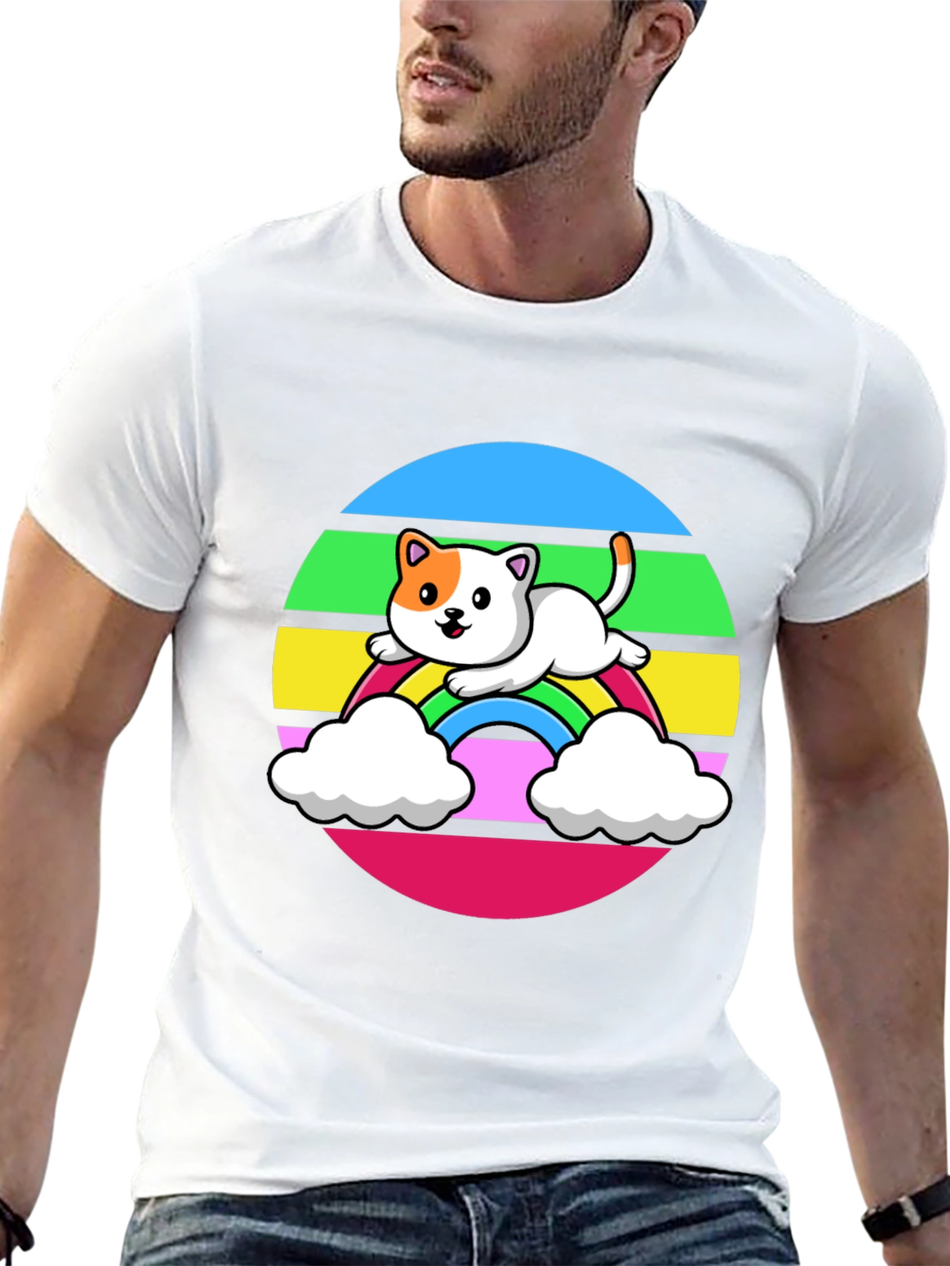 Rainbow Cat Graphic T-Shirt
