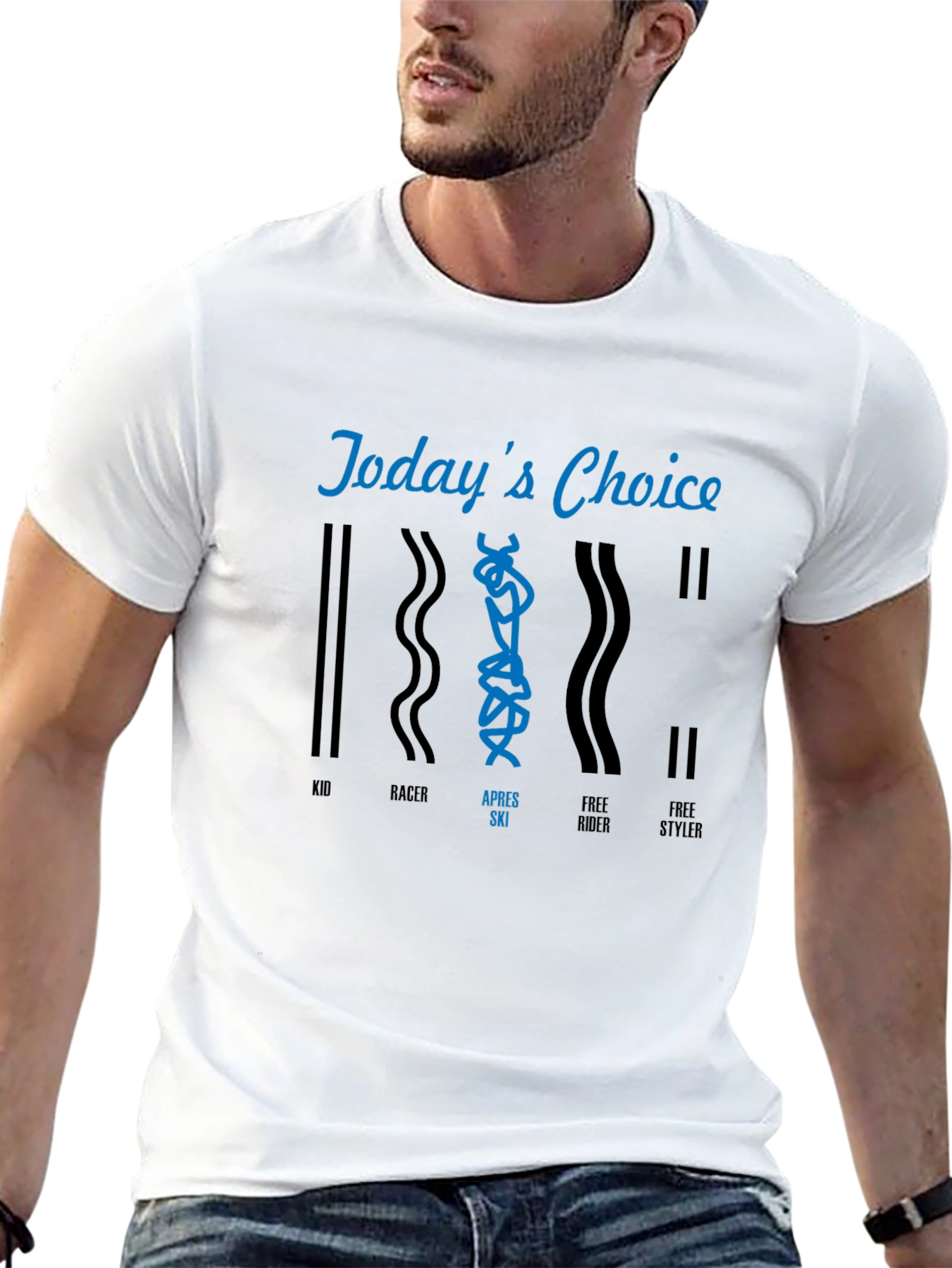 Todays Choice Ski T-Shirt - Black Cotton Graphic Tee