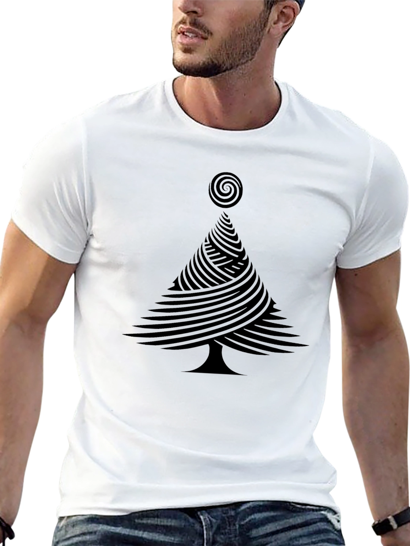 Abstract Christmas Tree Black T-Shirt